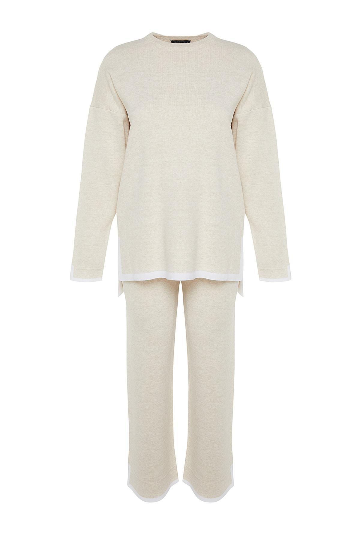 Beige Wide Fit Knitwear co-ord set, , large image number 6