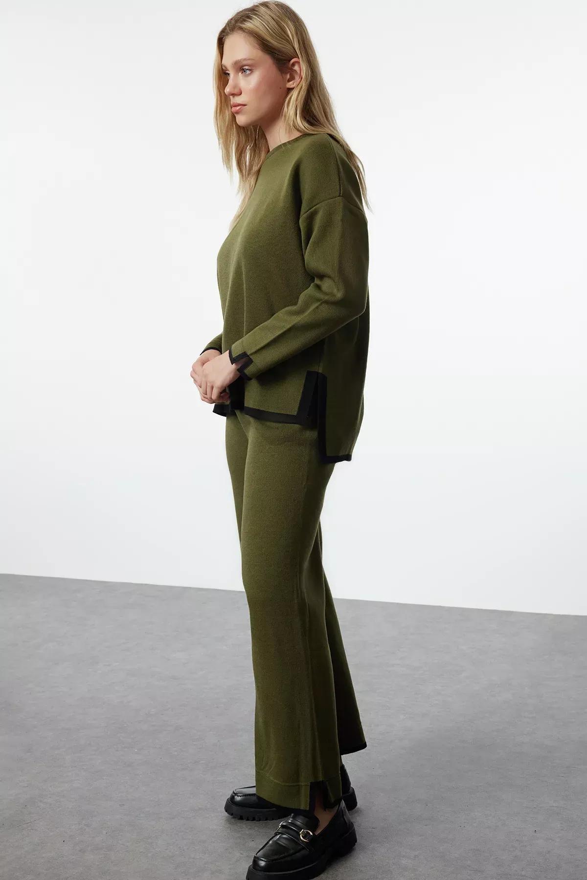 طقم متناسق مُحاك بقصة واسعة، كاكي, Khaki, large image number 1