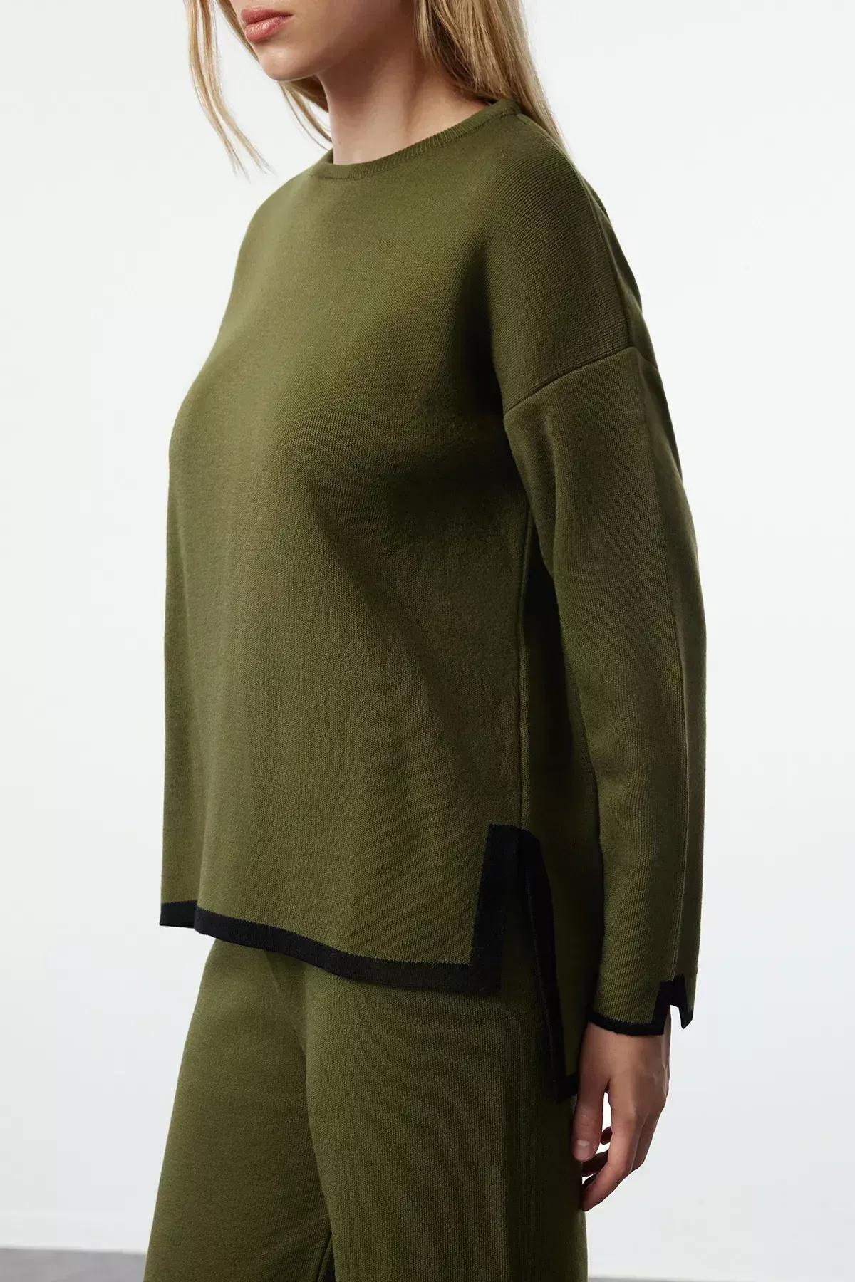 طقم متناسق مُحاك بقصة واسعة، كاكي, Khaki, large image number 2