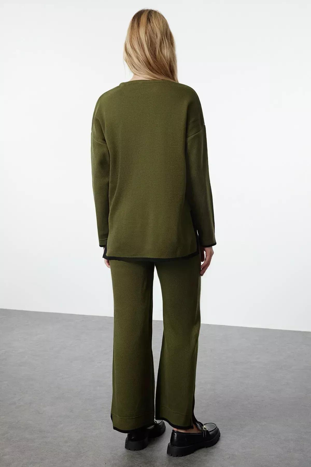 طقم متناسق مُحاك بقصة واسعة، كاكي, Khaki, large image number 4