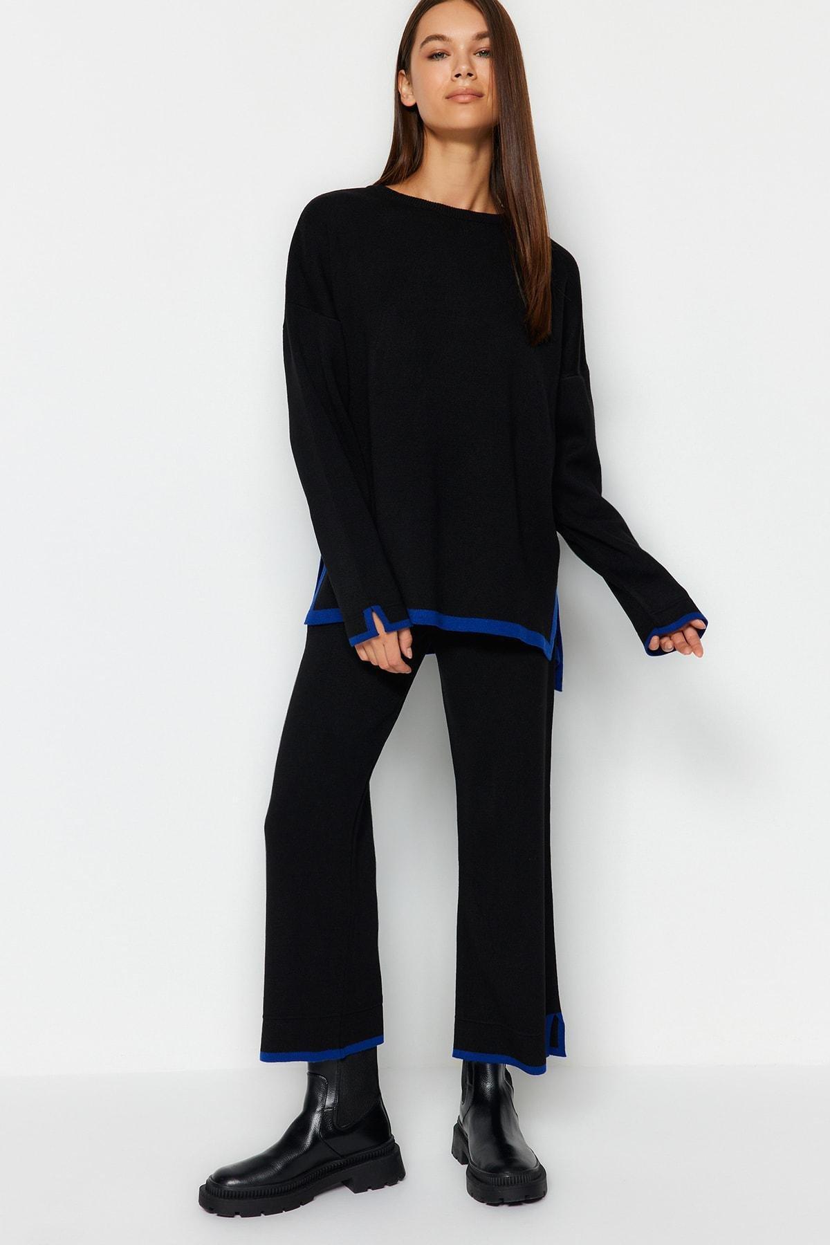 Black Oversized Knitted Top, , large image number 0