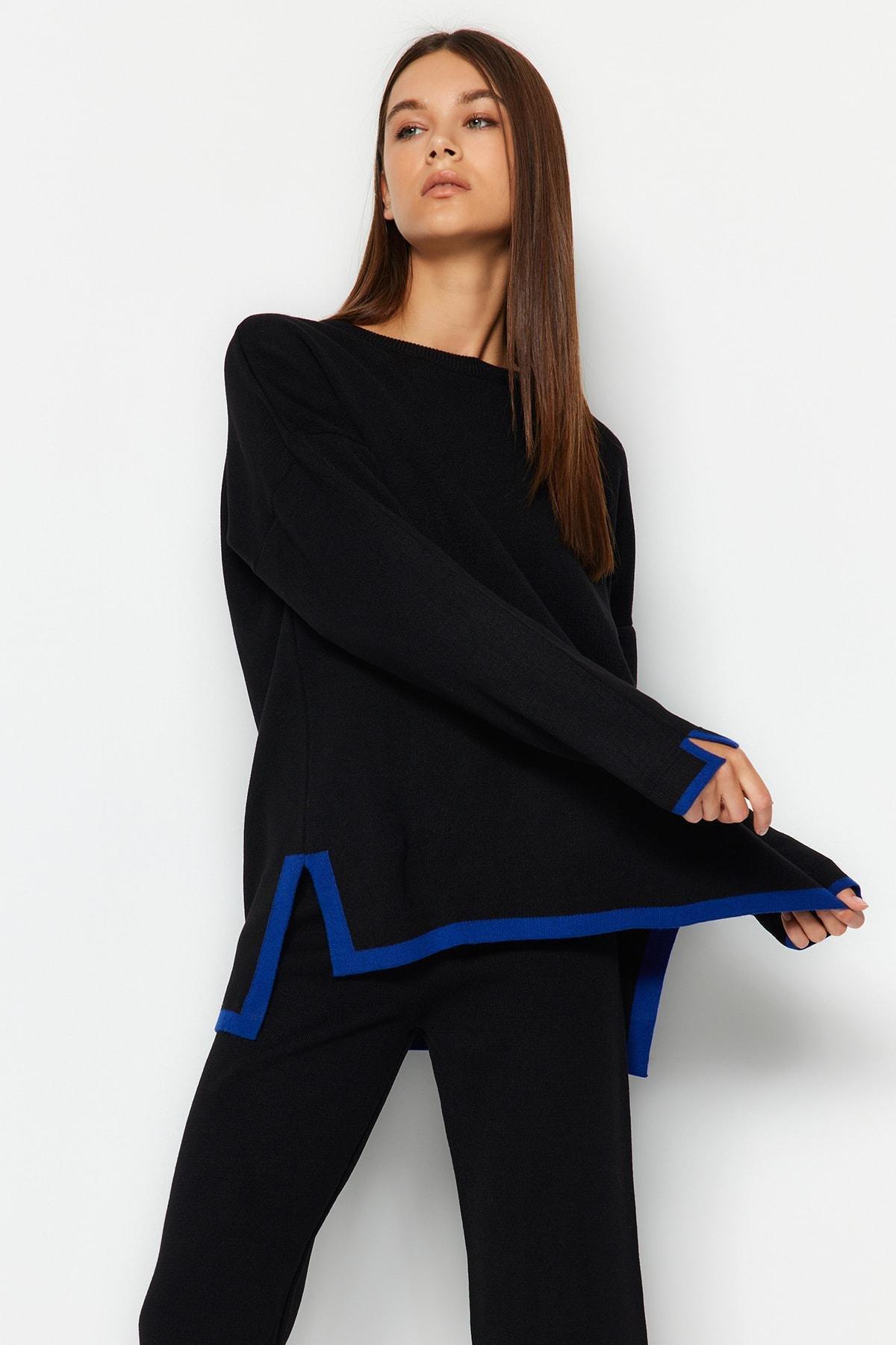 Black Oversized Knitted Top, , large image number 2