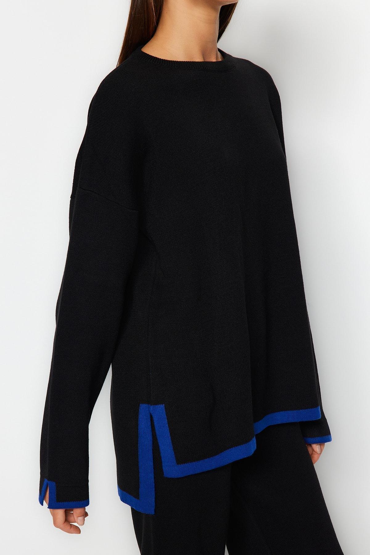 Black Oversized Knitted Top, , large image number 4
