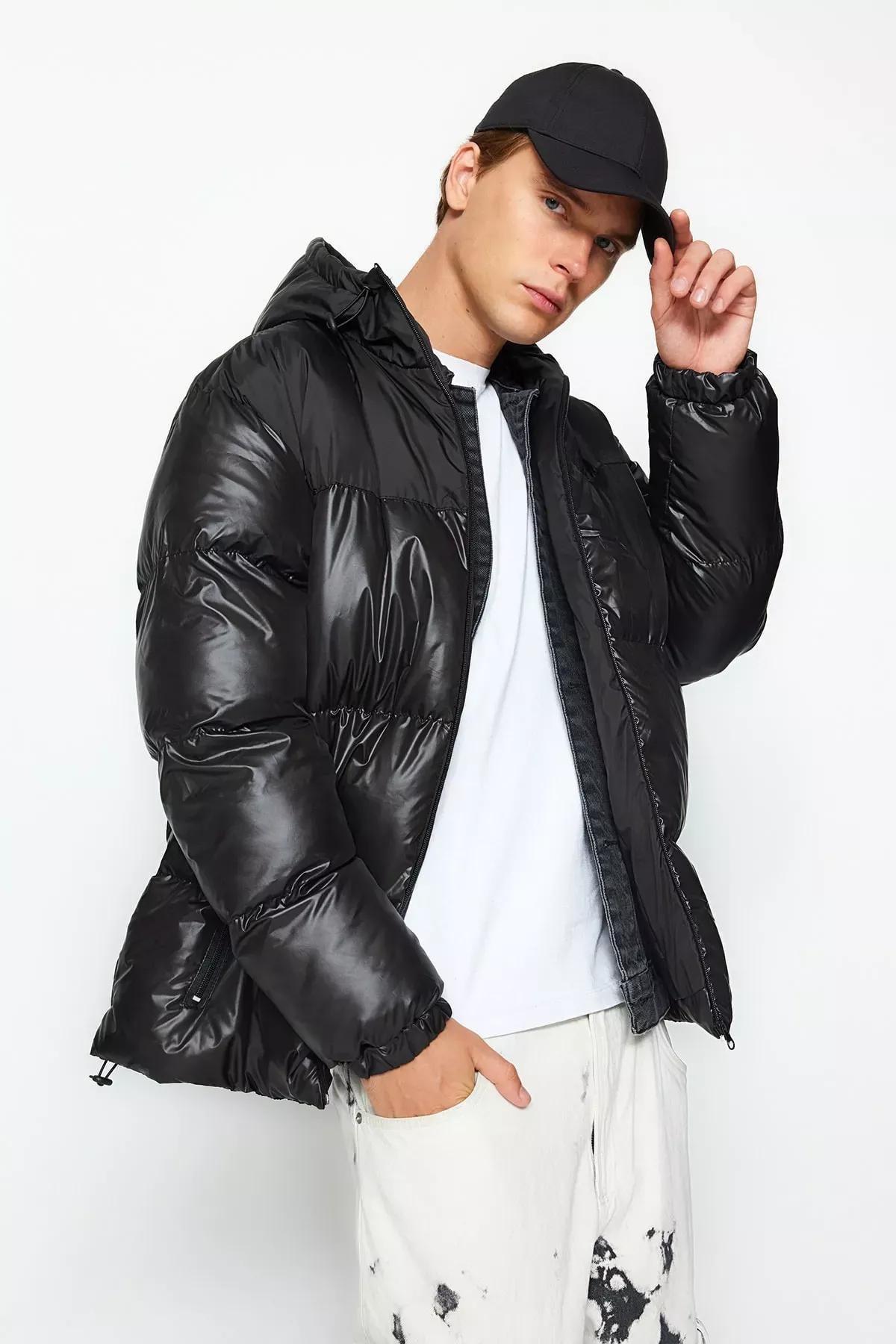 Black Hooded Block Resistant Coat, BLACK, medium