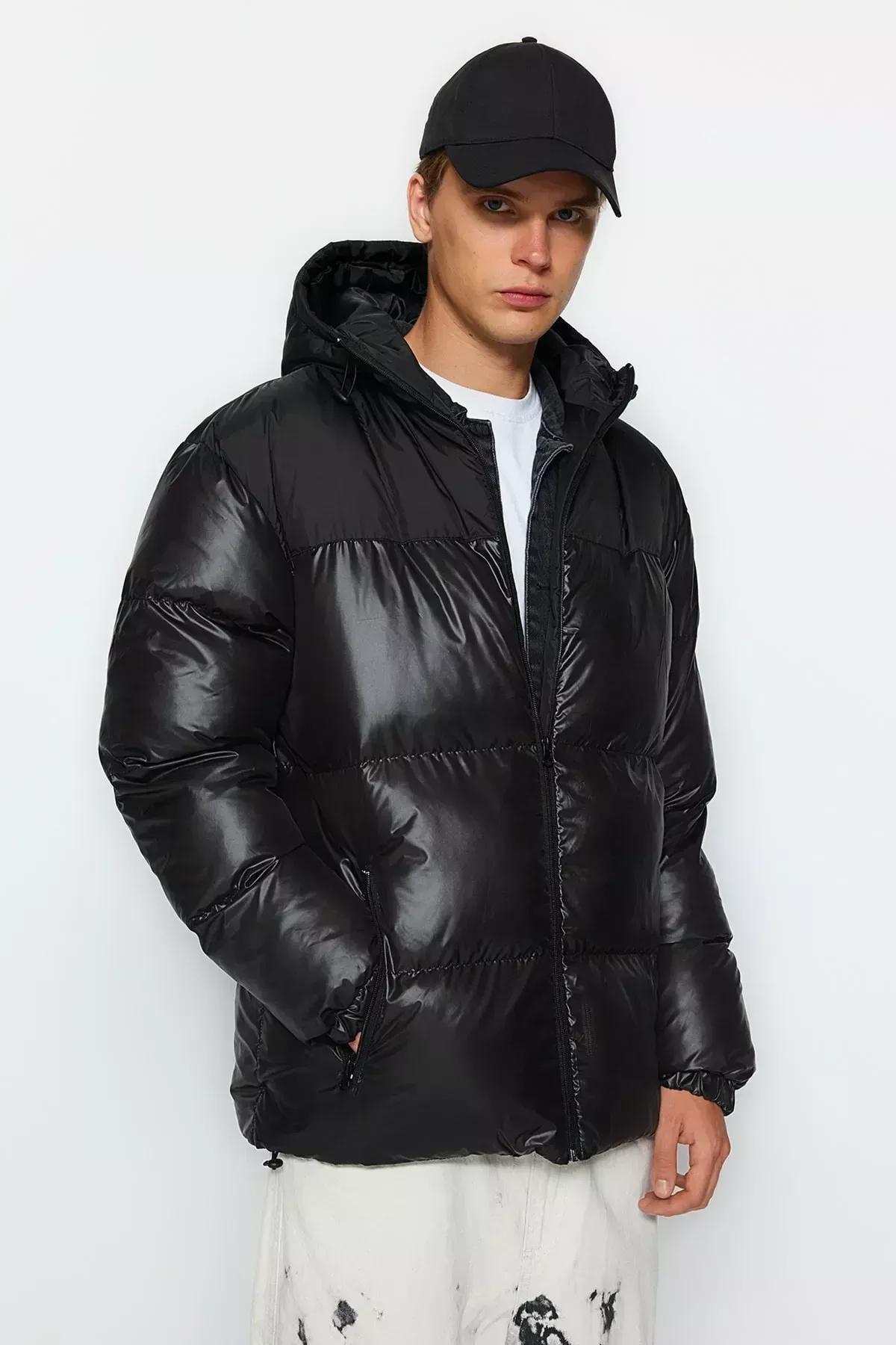 Black Hooded Block Resistant Coat, BLACK, medium