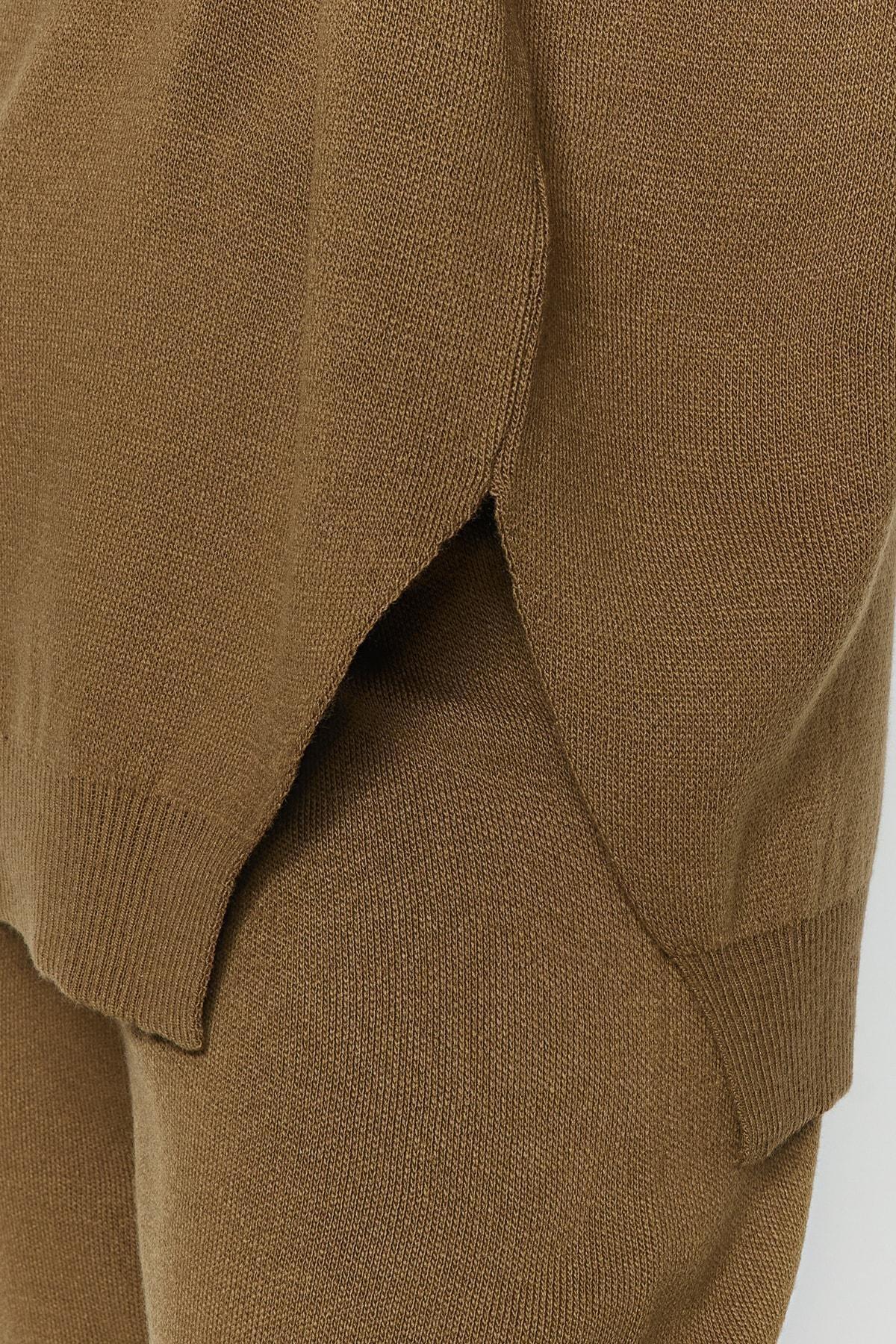 Khaki Balloon Sleeves Knitted Co-Ord Set, , large image number 3