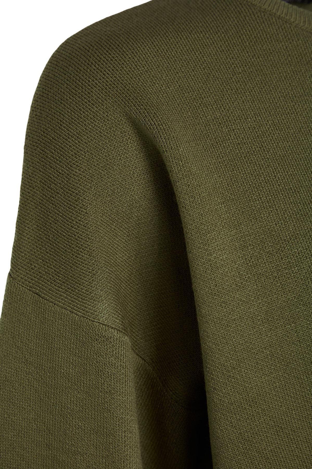 Khaki Balloon Sleeves Knitted Co-Ord Set, , large image number 7