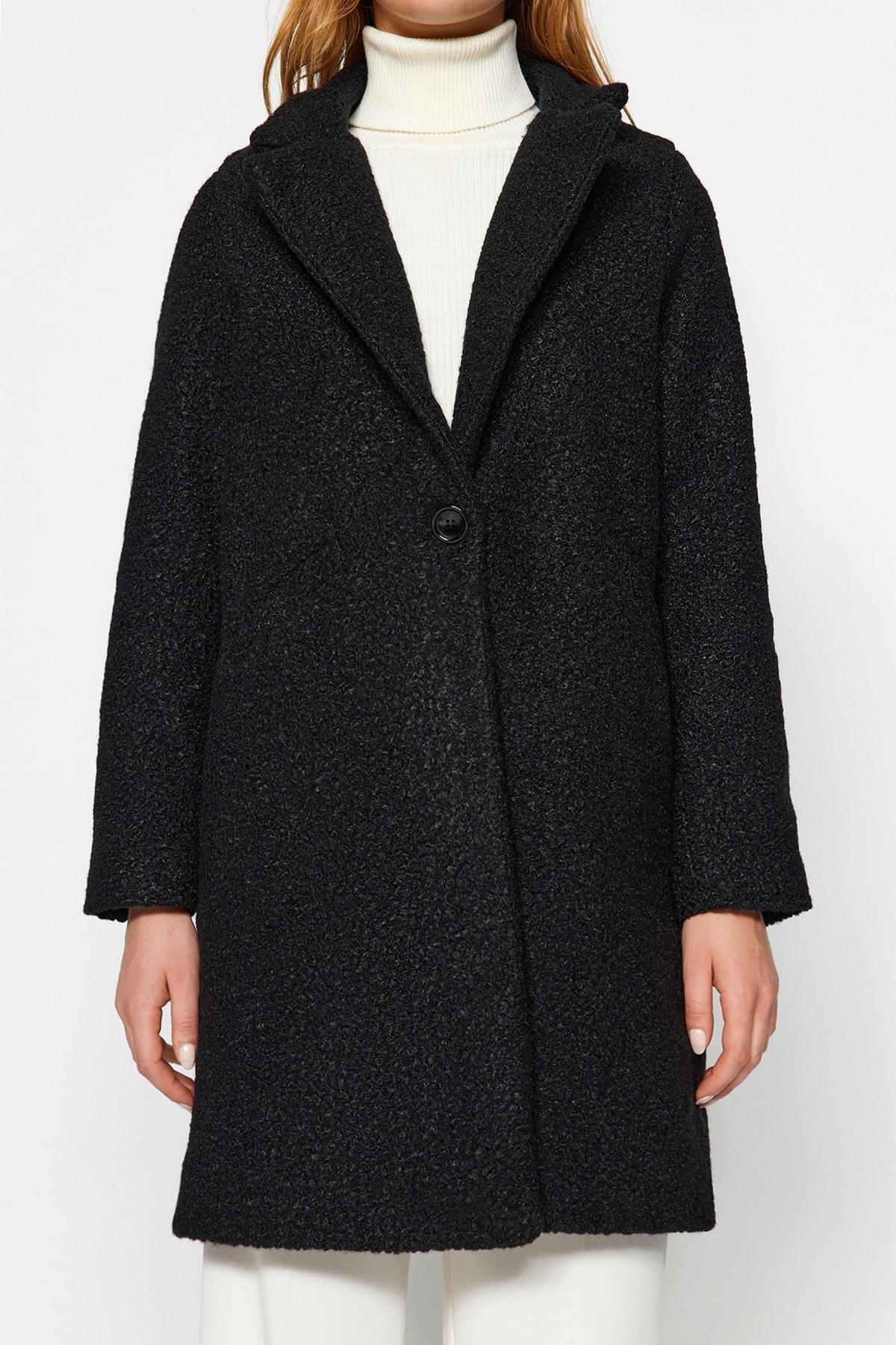Black Boucle Coat, , large image number 3