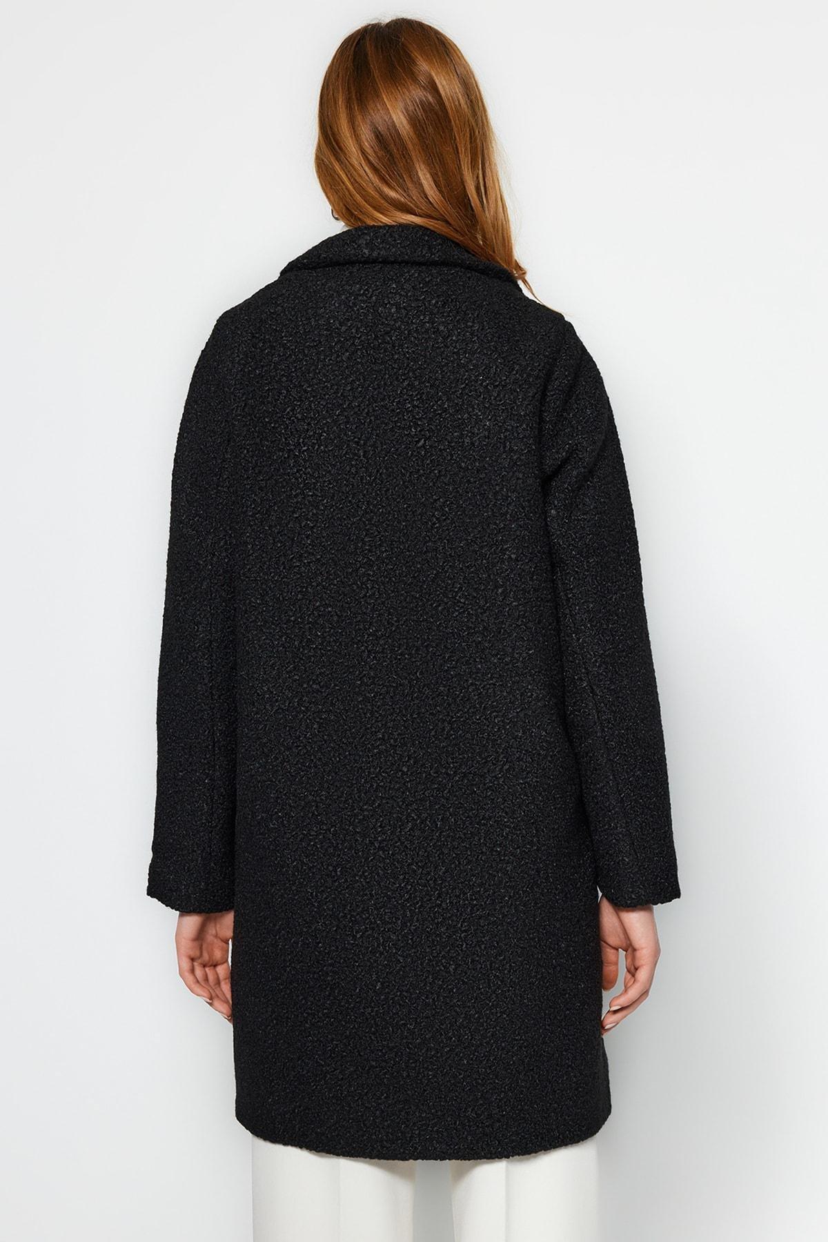Black Boucle Coat, , large image number 4