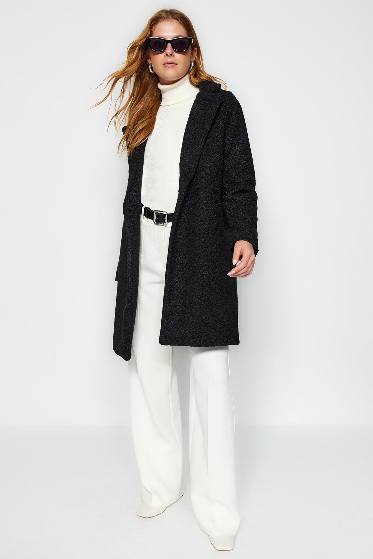 Black Boucle Coat, , large image number 7