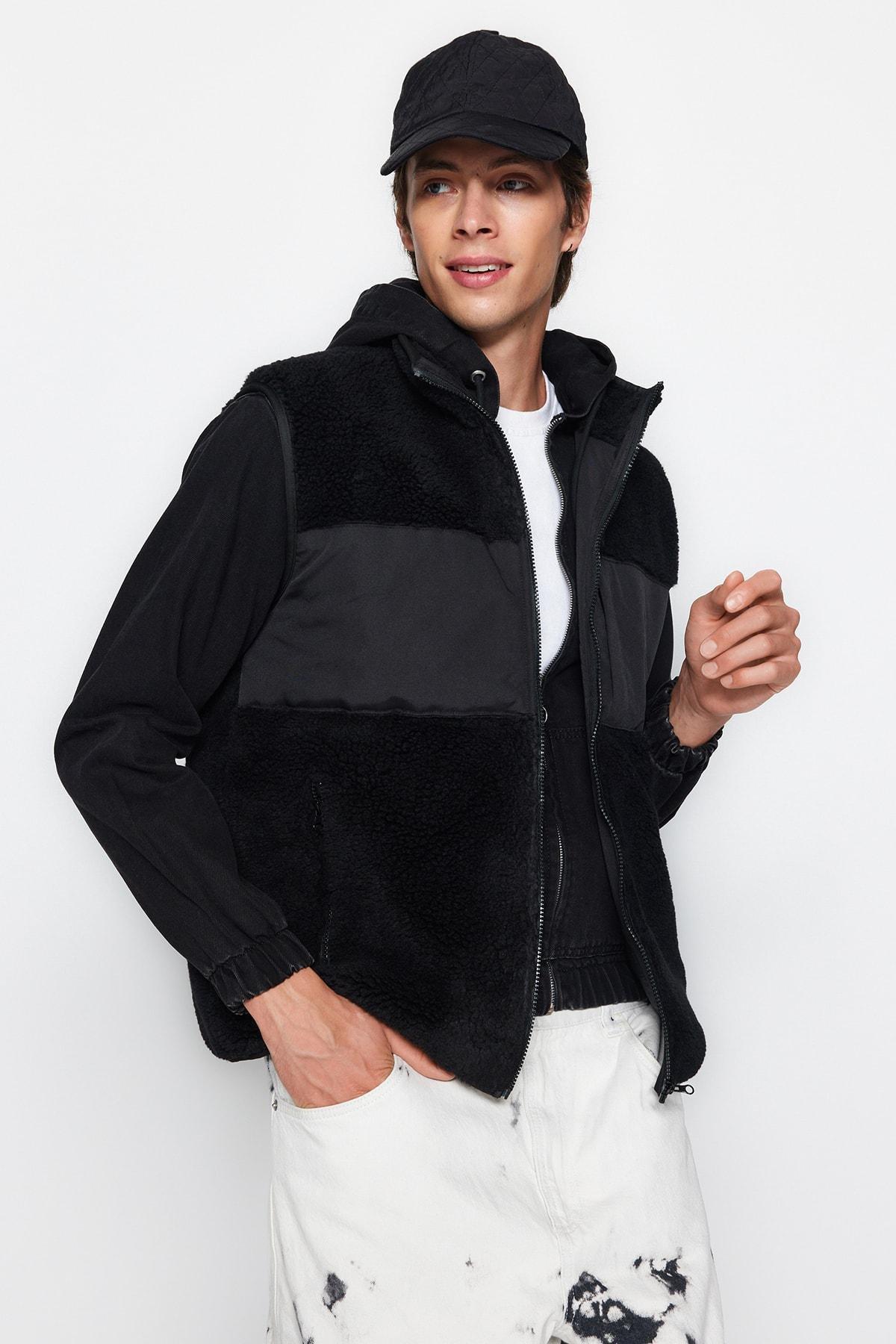 Black Colour Block Vest, , large image number 0