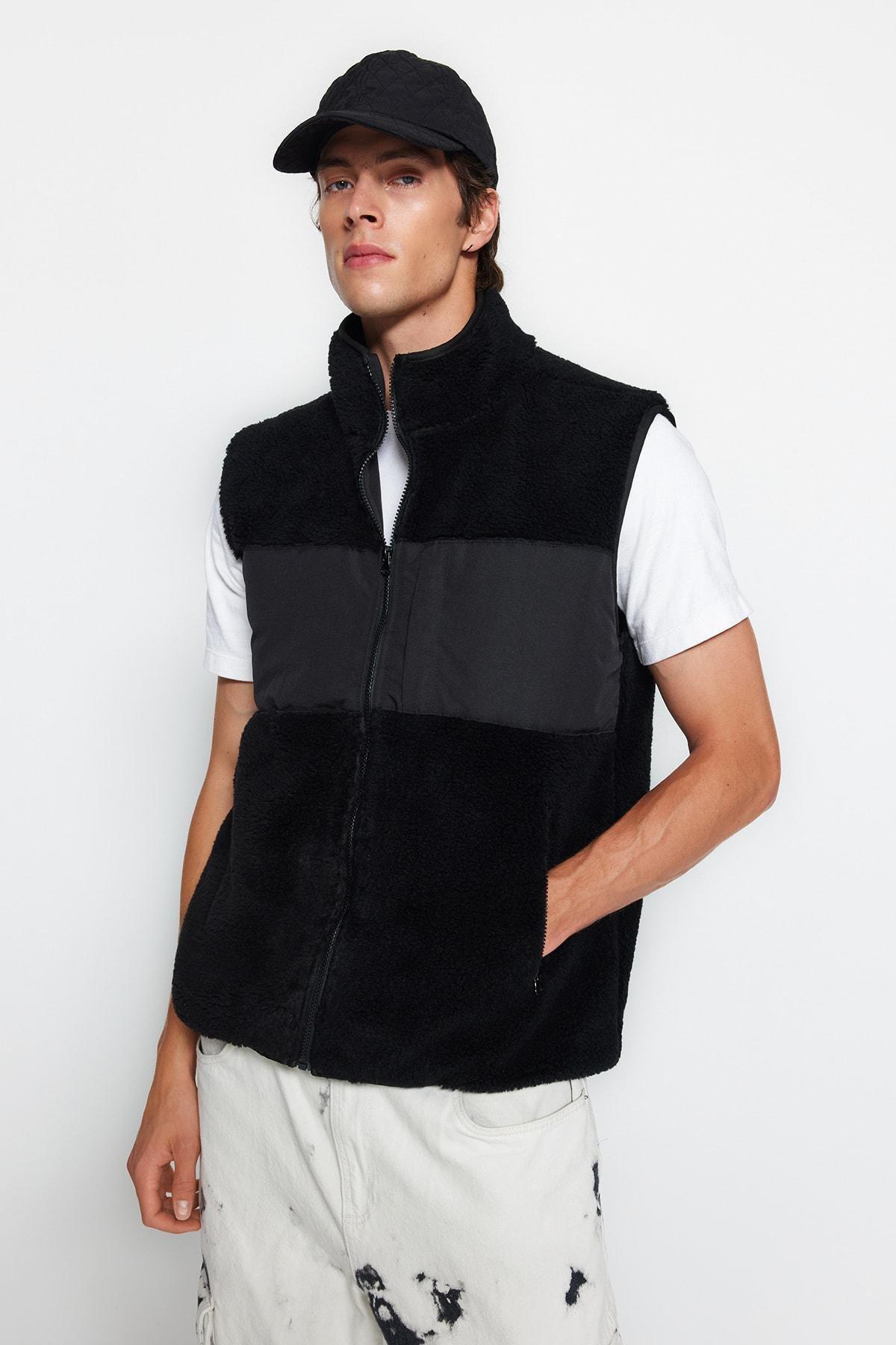 Black Colour Block Vest, , large image number 2