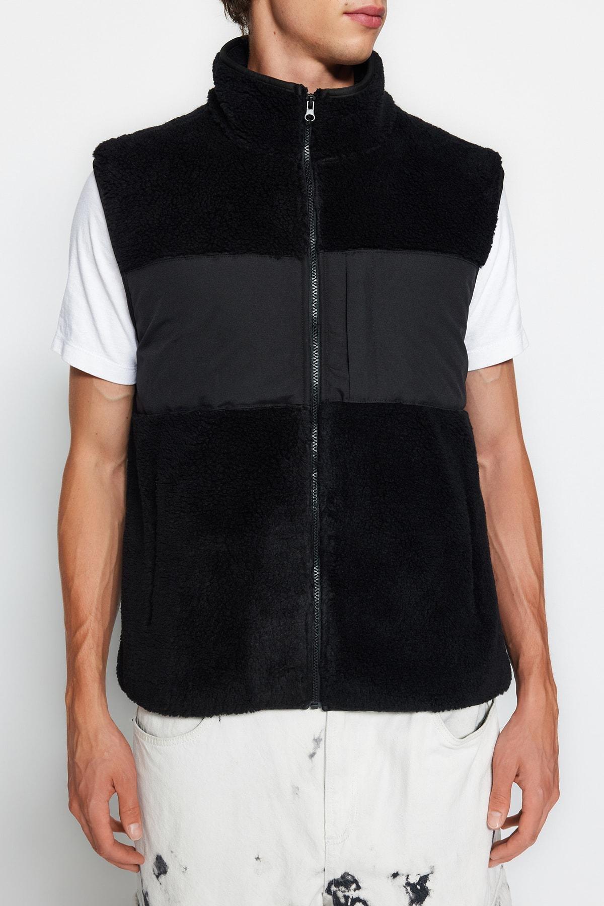 Black Colour Block Vest, , large image number 3