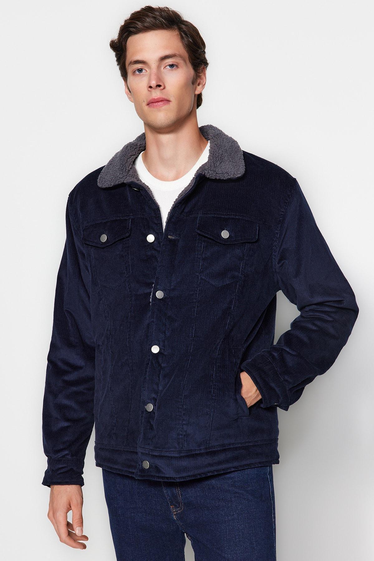 Navy Plush Velvet Winter Coat, Unisex, , large image number 3