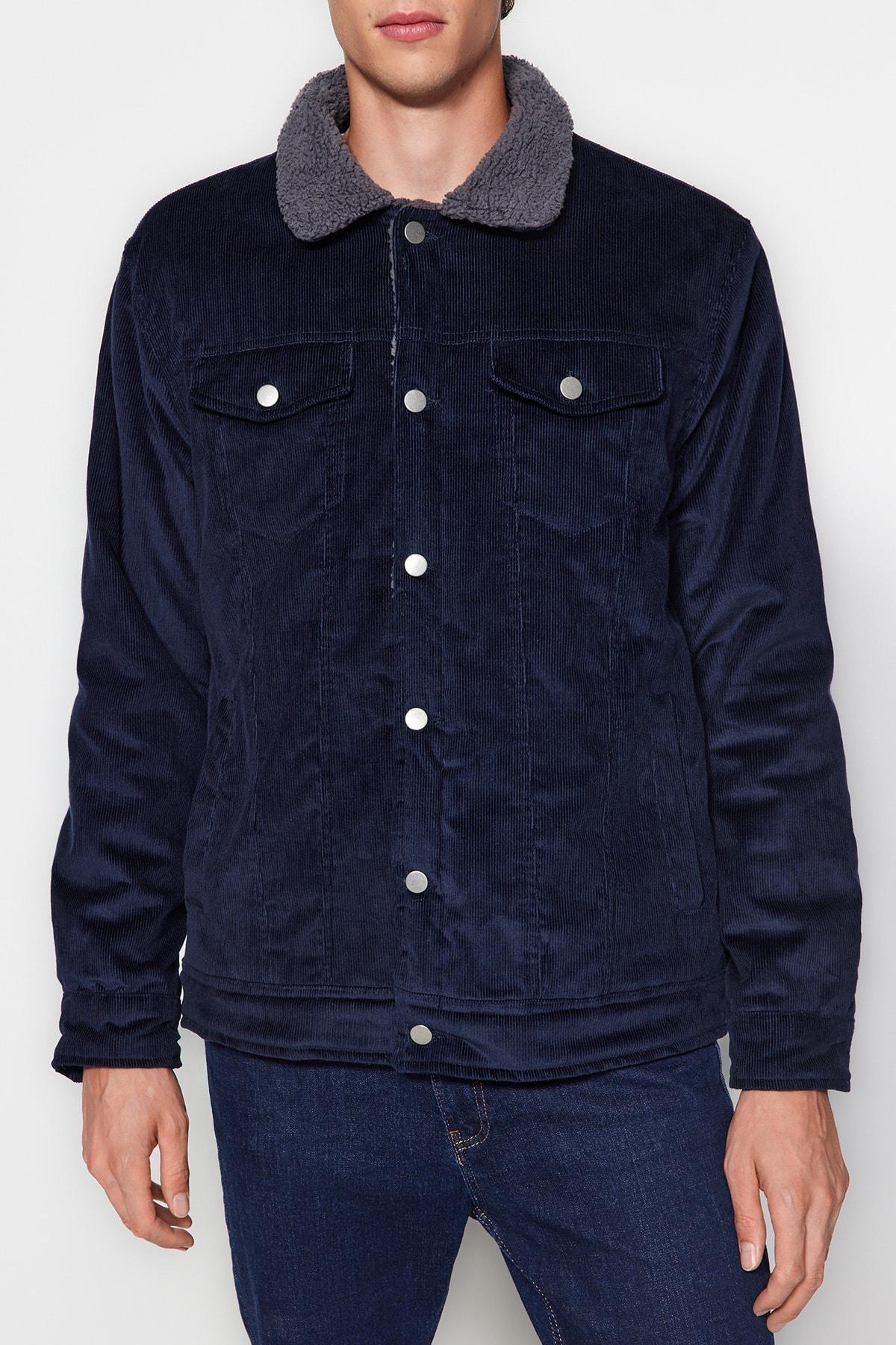 Navy Plush Velvet Winter Coat, Unisex, , large image number 4