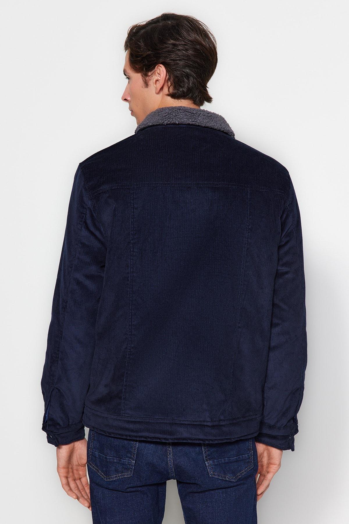 Navy Plush Velvet Winter Coat, Unisex, , large image number 5