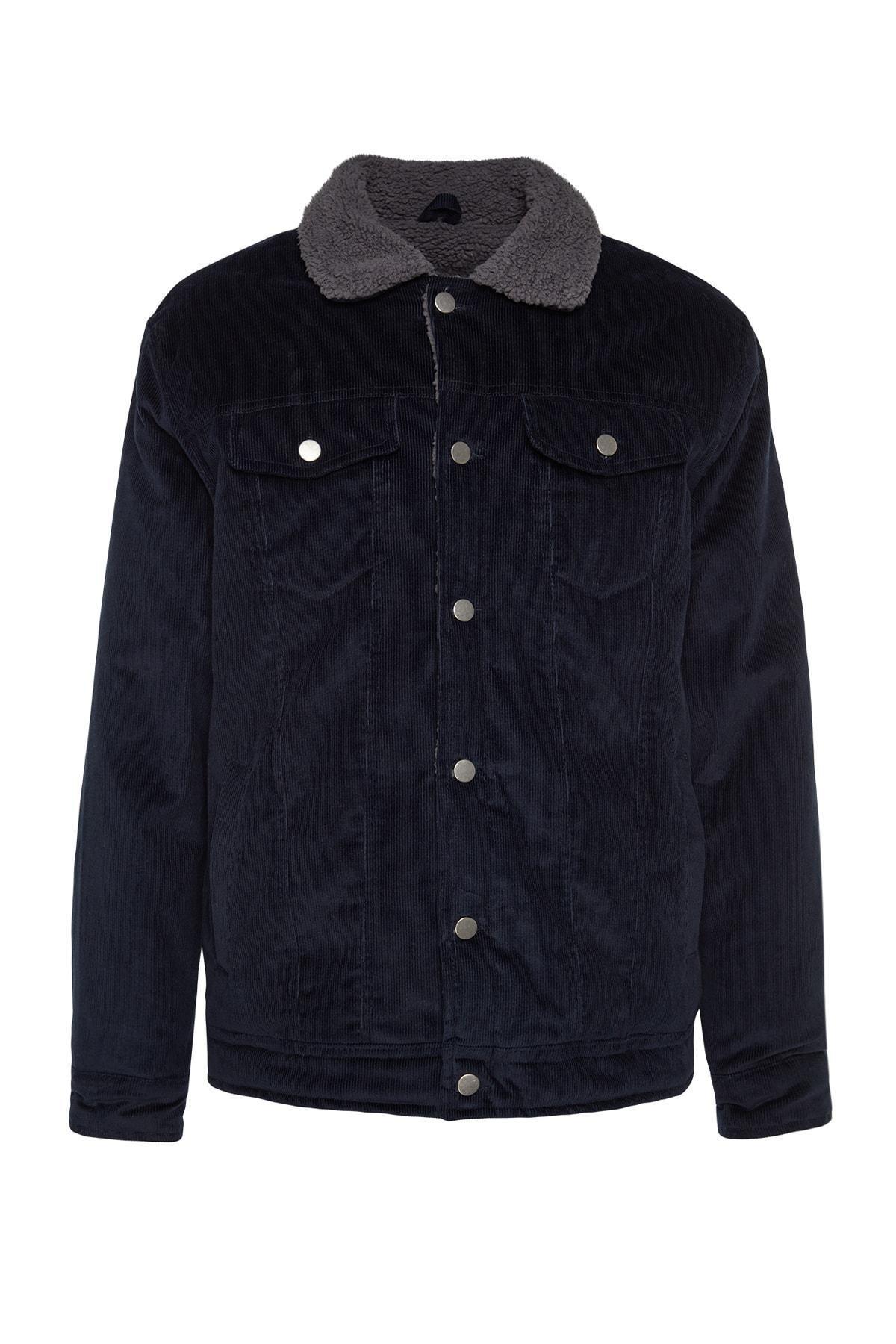 Navy Plush Velvet Winter Coat, Unisex, , large image number 6