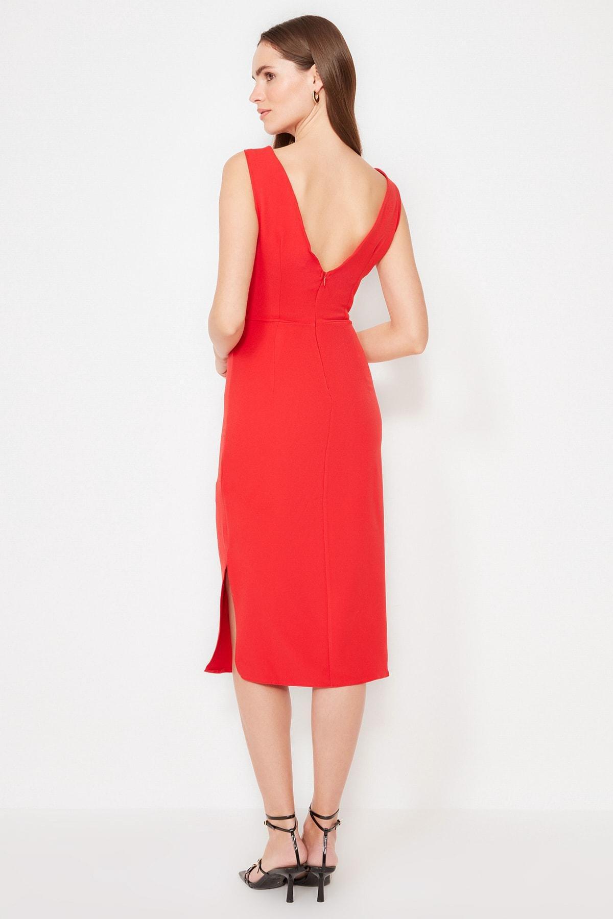 Red Bodycon Midi Dress, , large image number 6