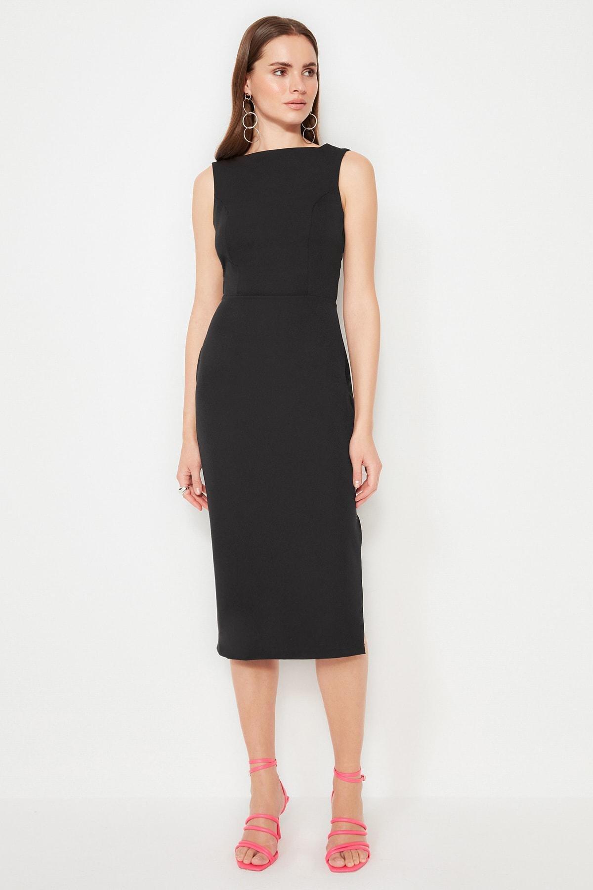 Black Bodycon Midi Dress, , large image number 1