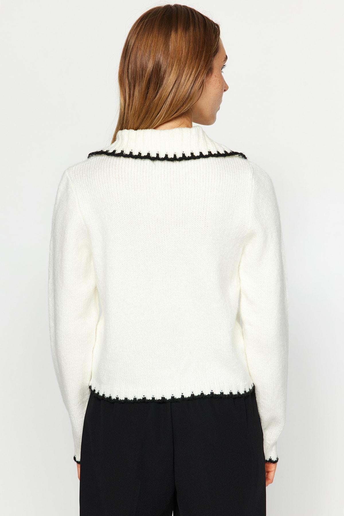 Ecru Crop Soft Textured Knitwear Cardigan, , large image number 4