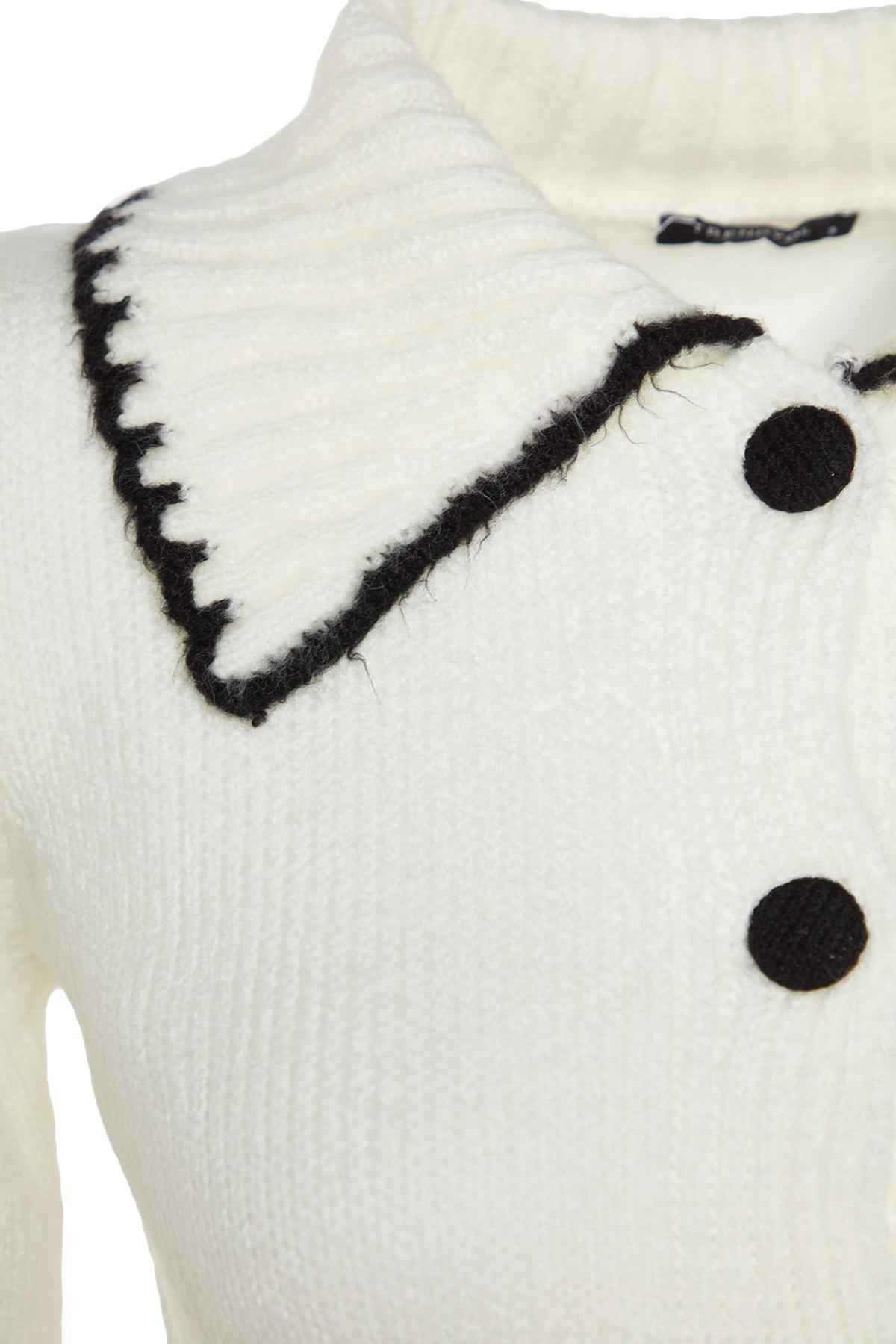 Ecru Crop Soft Textured Knitwear Cardigan, , large image number 6