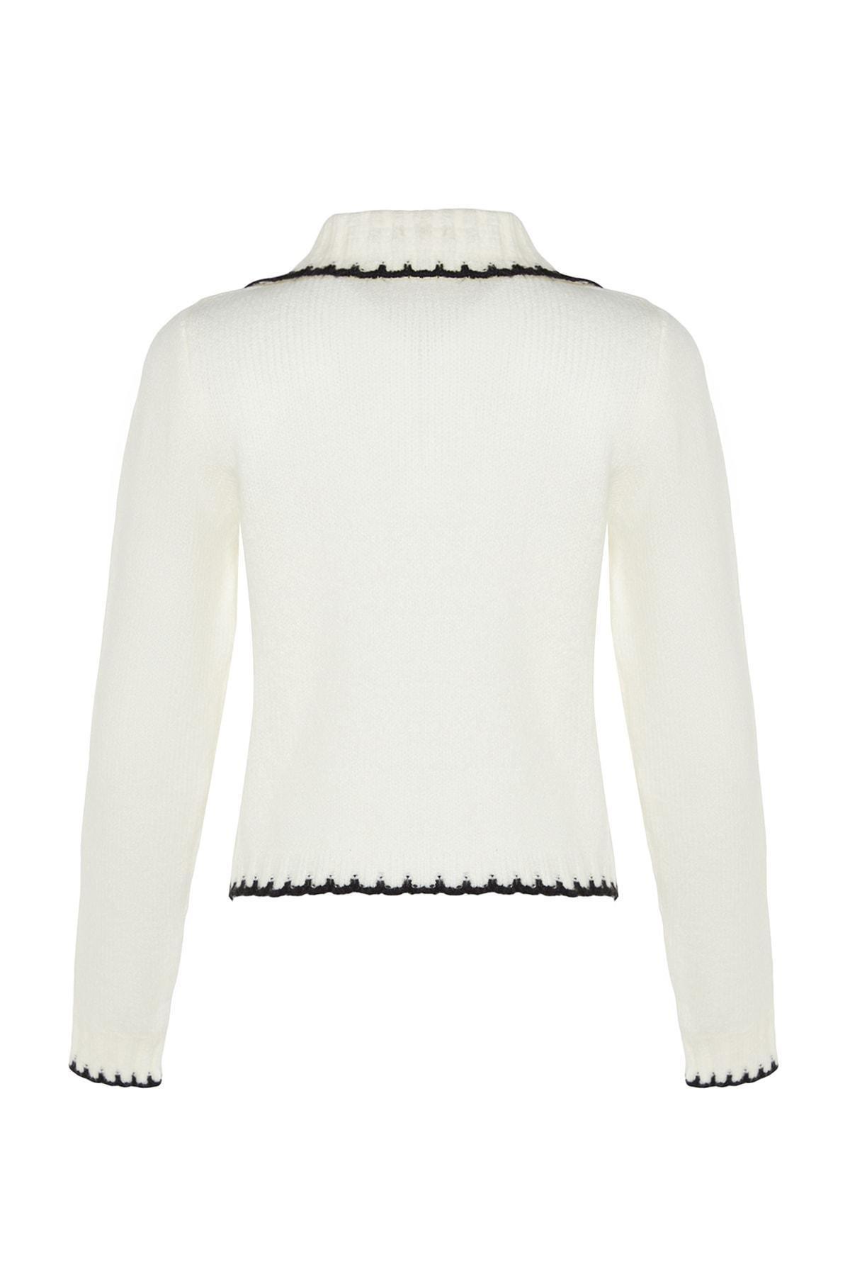 Ecru Crop Soft Textured Knitwear Cardigan, , large image number 7