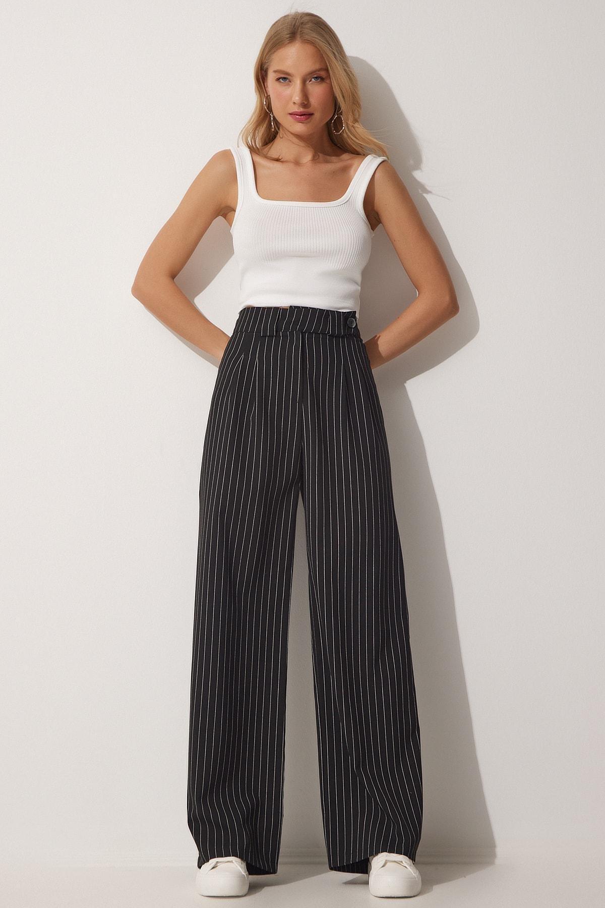 Black Pleated Wide Leg Pants, , large image number 0