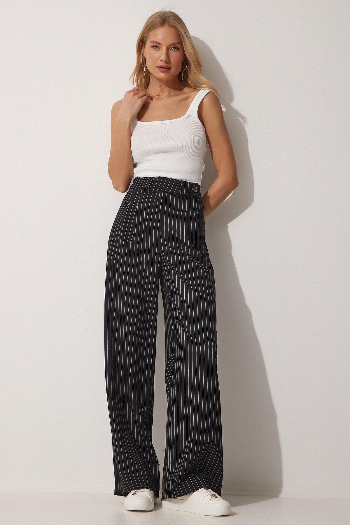 Black Pleated Wide Leg Pants, , large image number 1