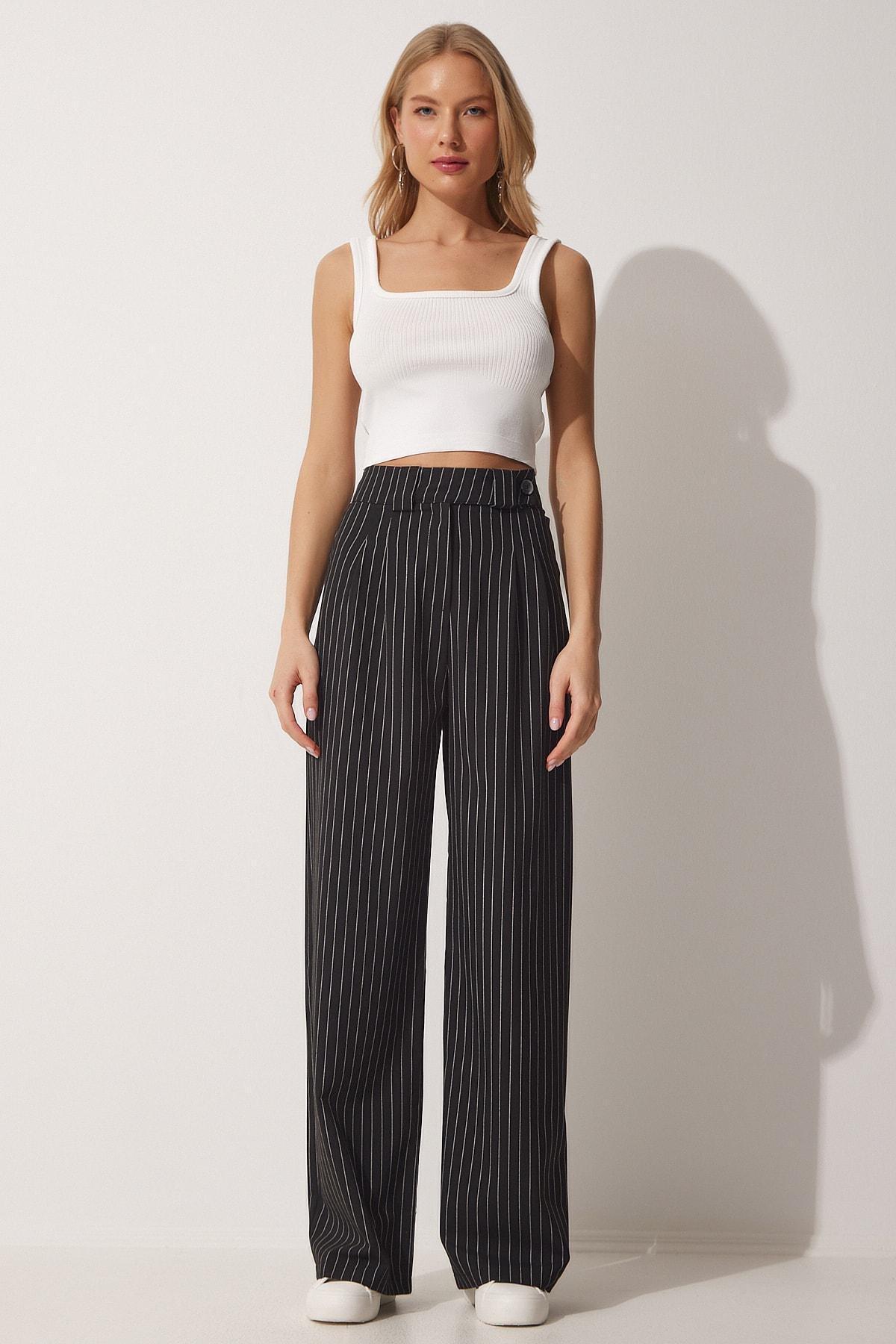 Black Pleated Wide Leg Pants, , large image number 2