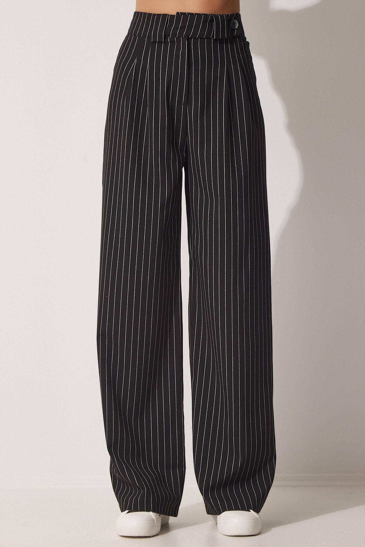 Black Pleated Wide Leg Pants, , large image number 3