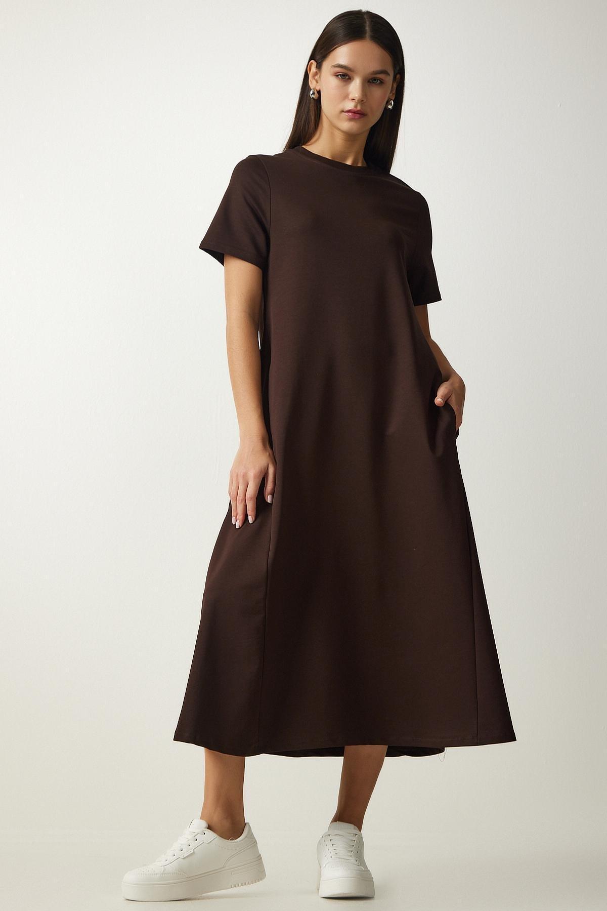 Brown Summer Combed Cotton Dress, , large image number 0