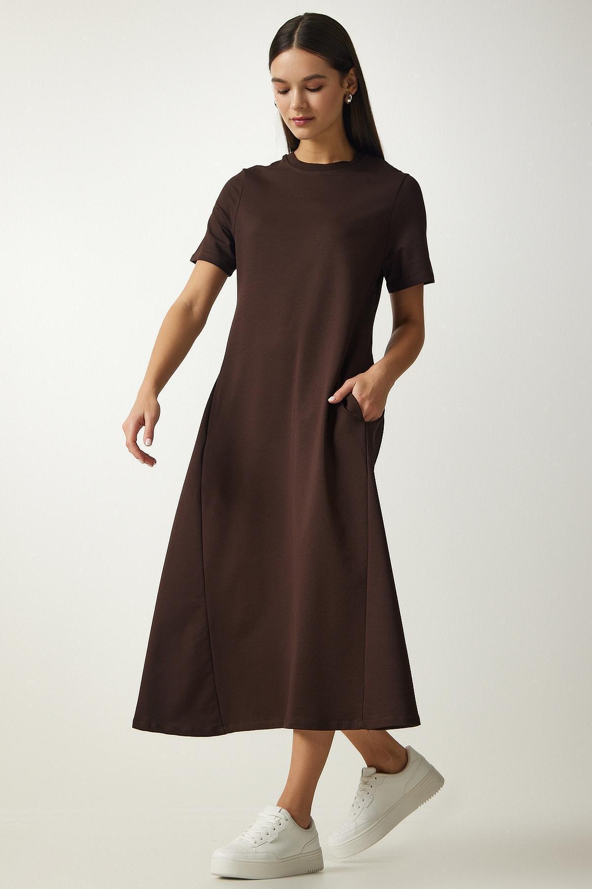 Brown Summer Combed Cotton Dress, , large image number 1