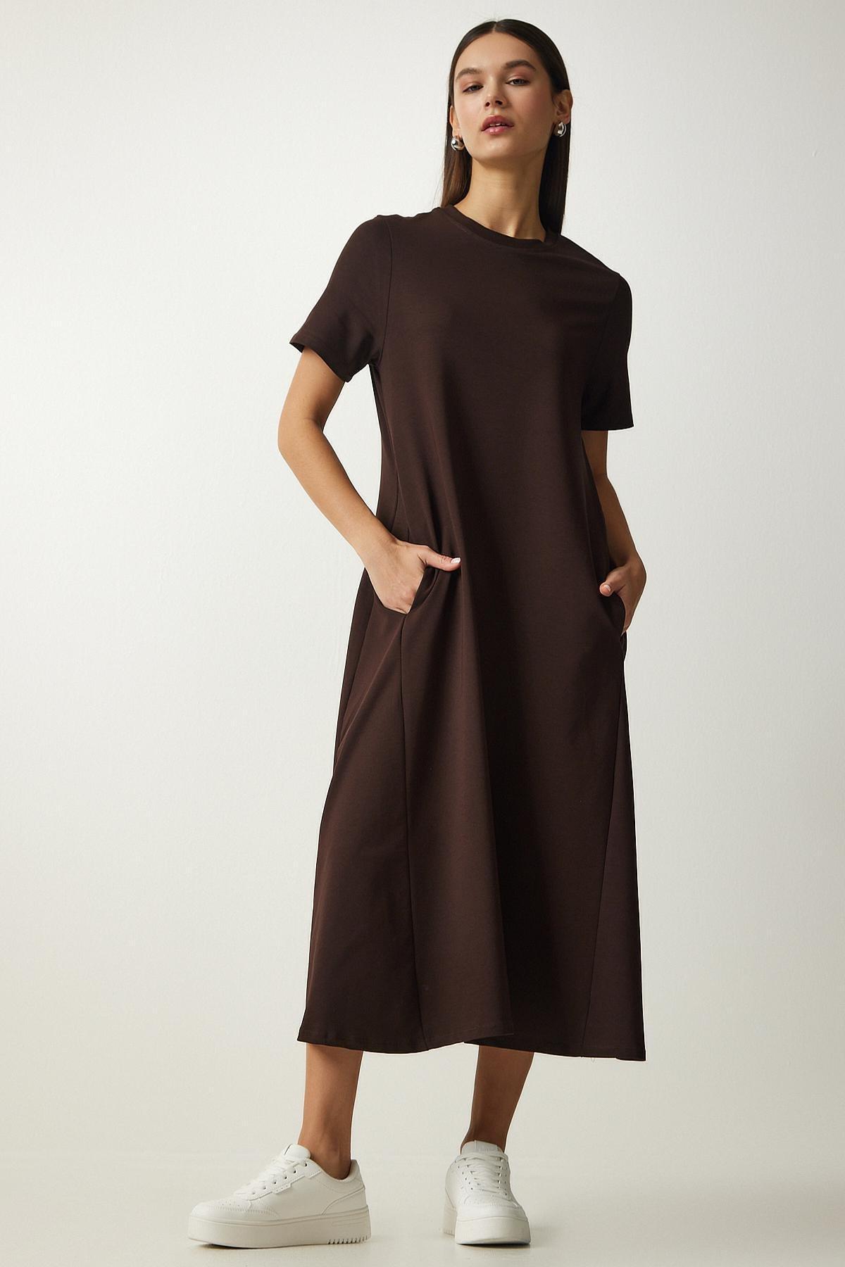 Brown Summer Combed Cotton Dress, , large image number 2