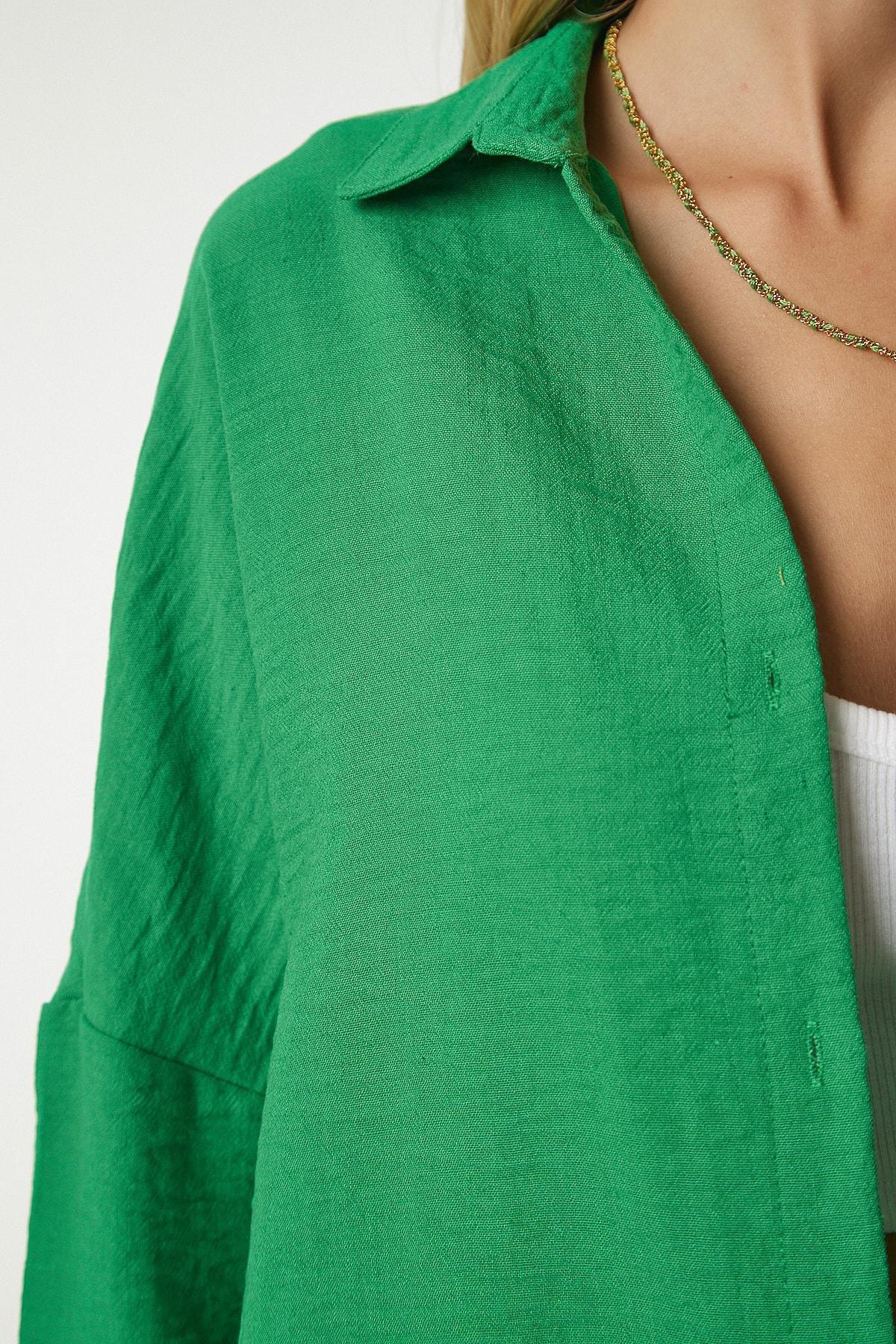Green Linen Shirt & Shalwar Co-Ord Set, , large image number 5