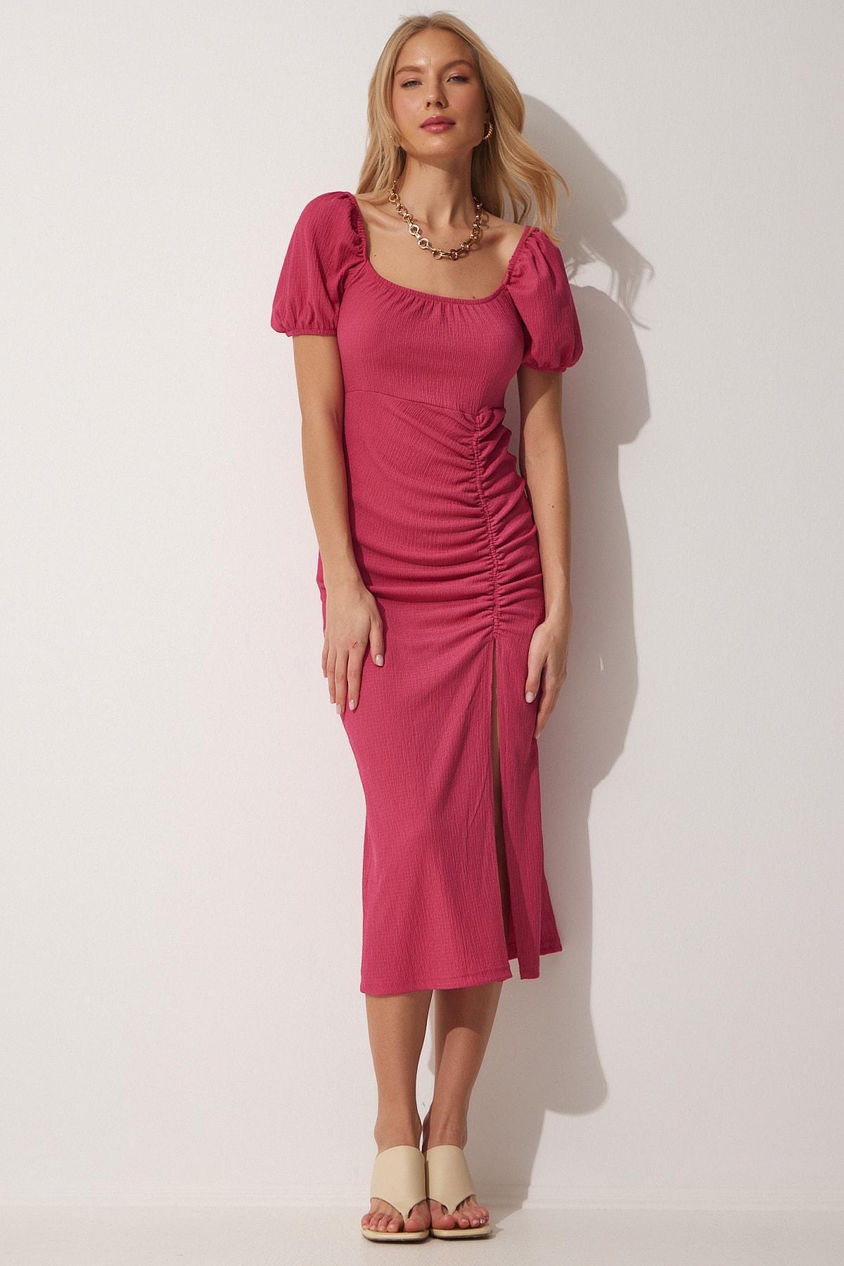 Pink Wrap Over Dress, DARK PINK, large image number 0
