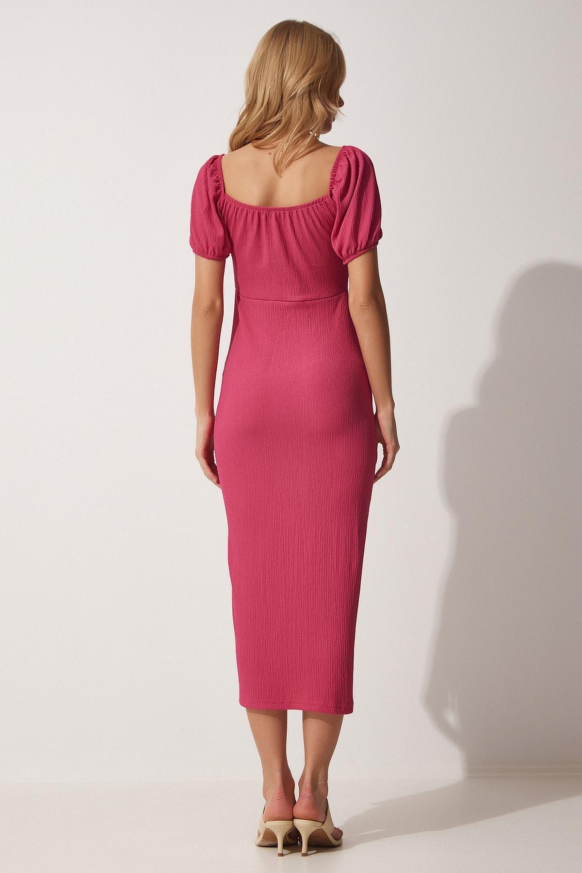 Pink Wrap Over Dress, DARK PINK, large image number 2