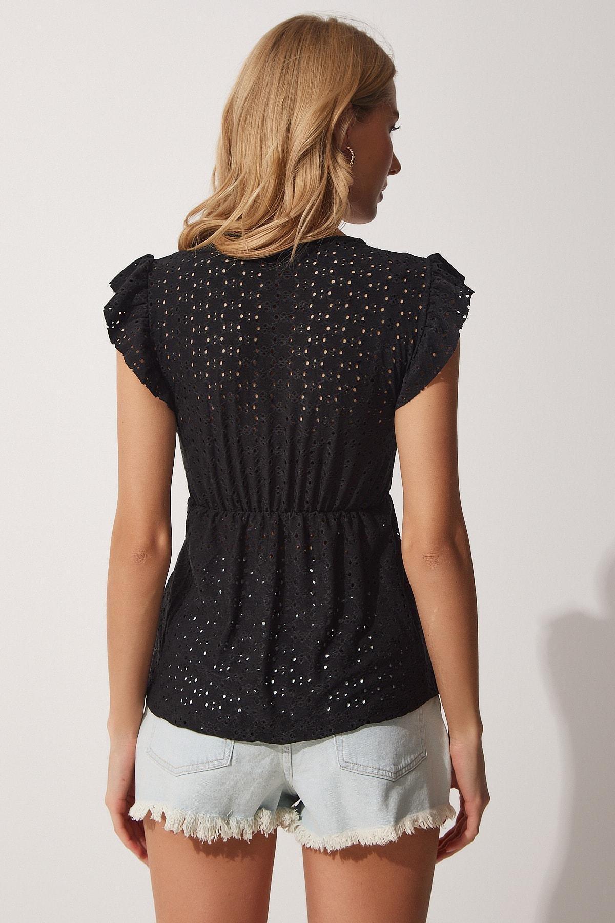 Black Puff Sleeve Top, , large image number 3