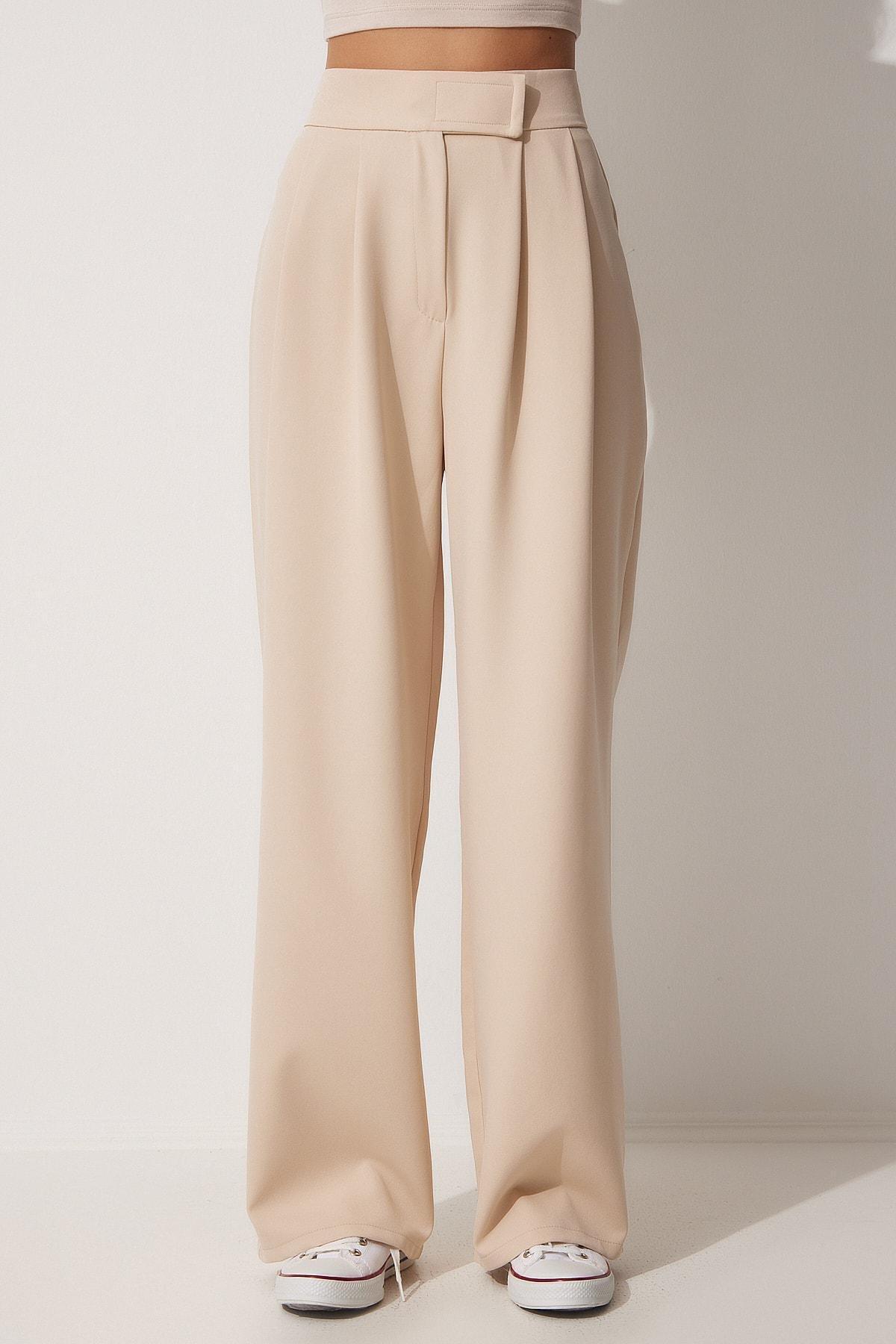Beige Relaxed Pants, Cream, large image number 4