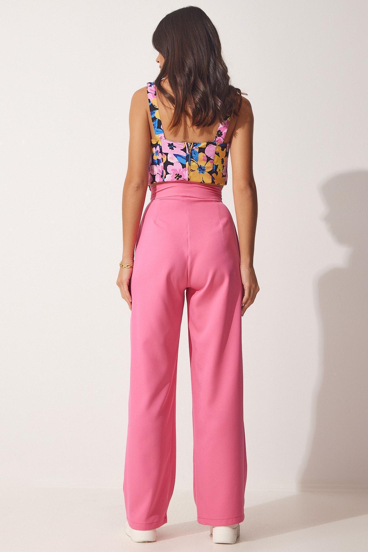 بنطال فضفاض بخصر مرن، وردي, Pink, large image number 4