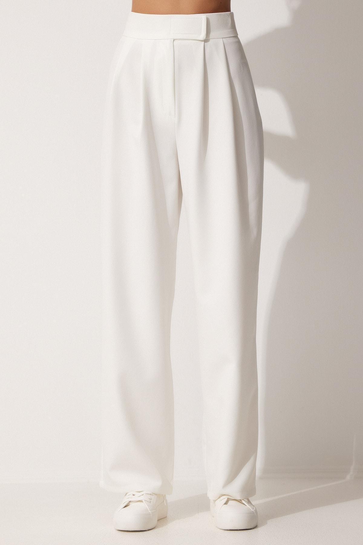 White High Waist Loose Trousers, , large image number 2