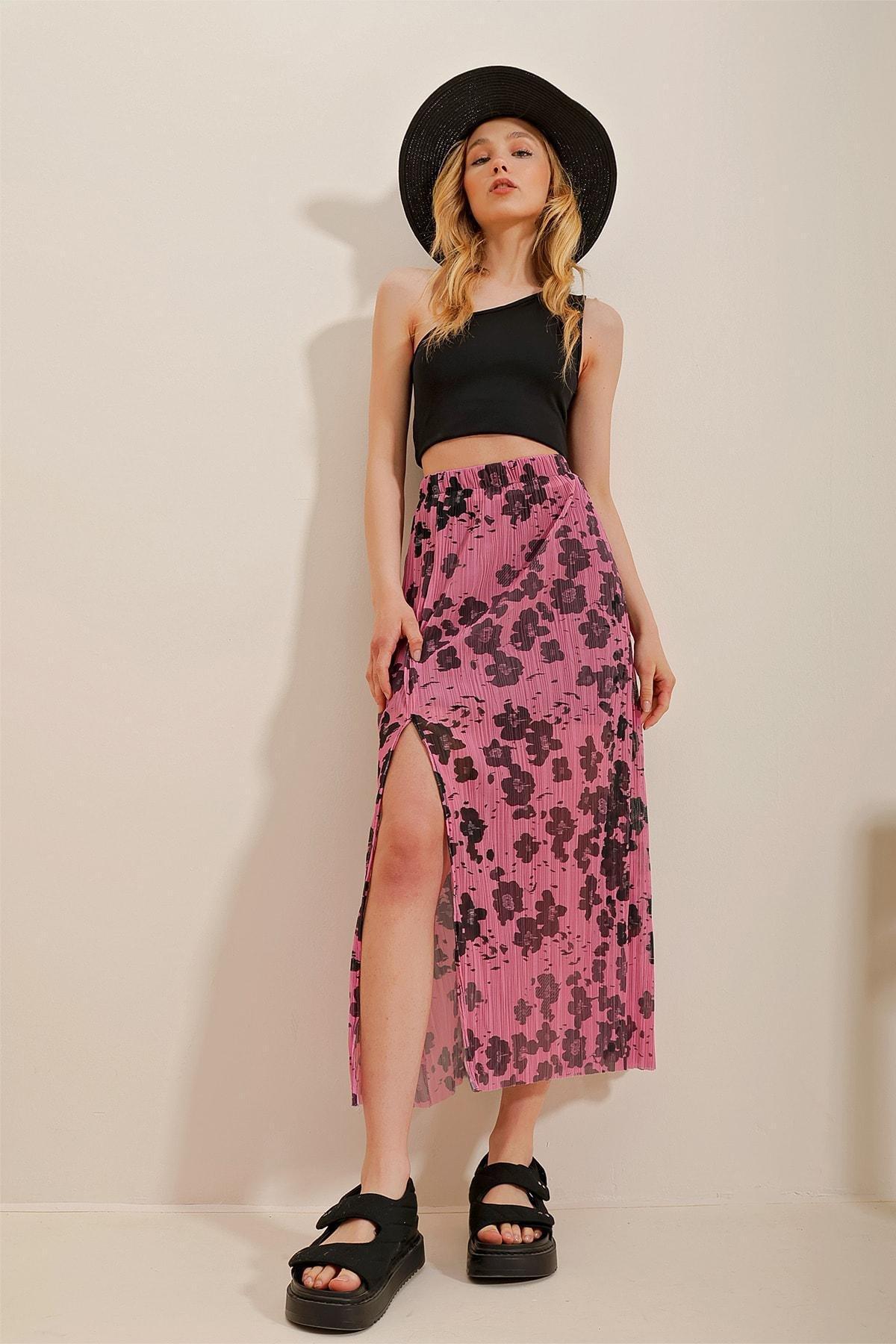 Pink Fitted Maxi Skirt, Pink, large image number 3