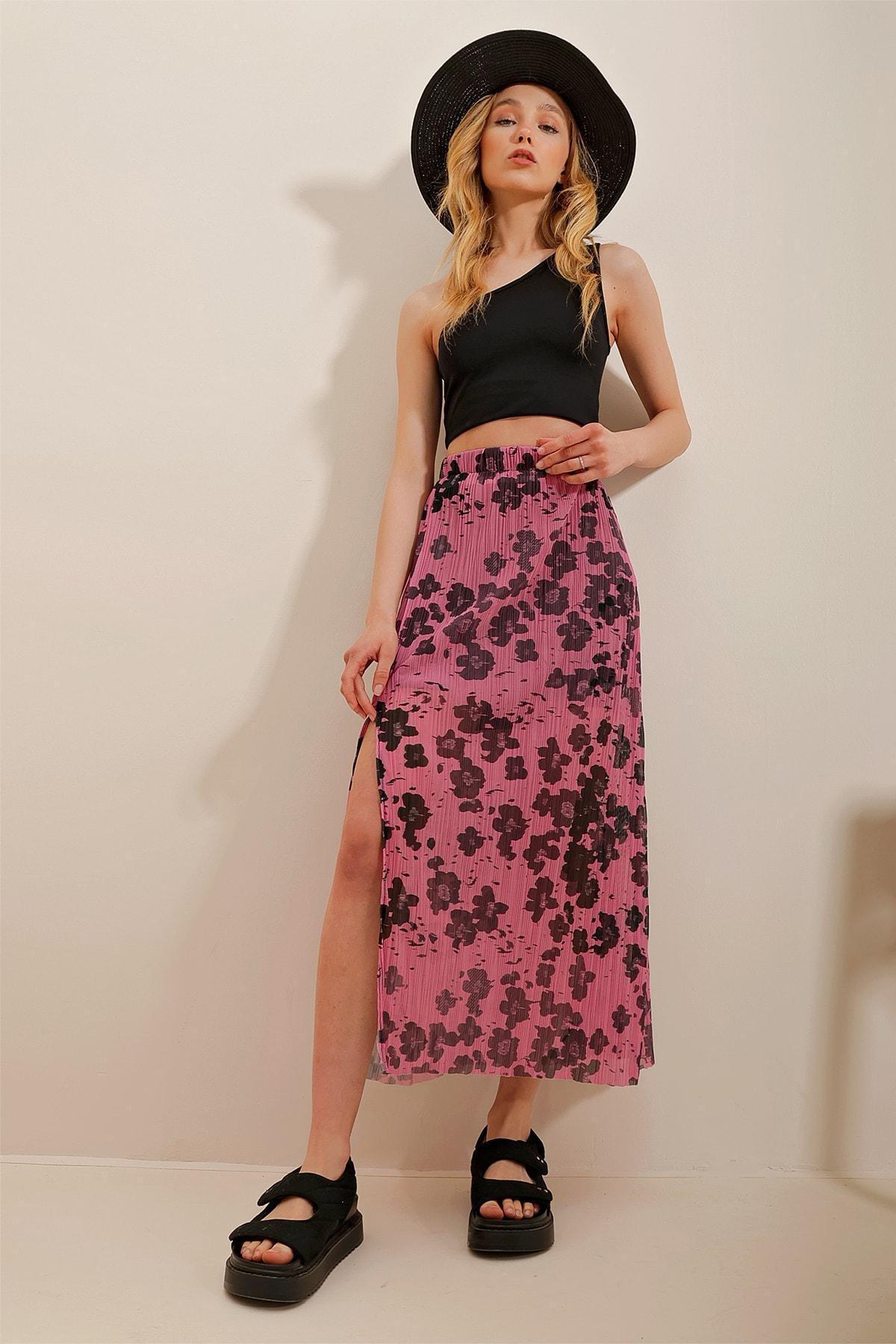 Pink Fitted Maxi Skirt, Pink, large image number 4
