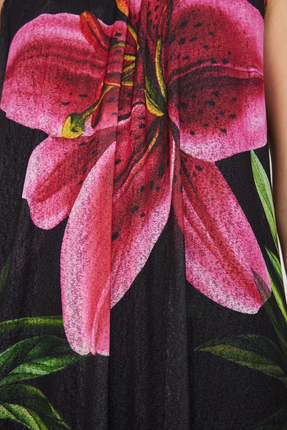 Black Halter Neck Printed Knitted Maxi Dress, , large image number 4