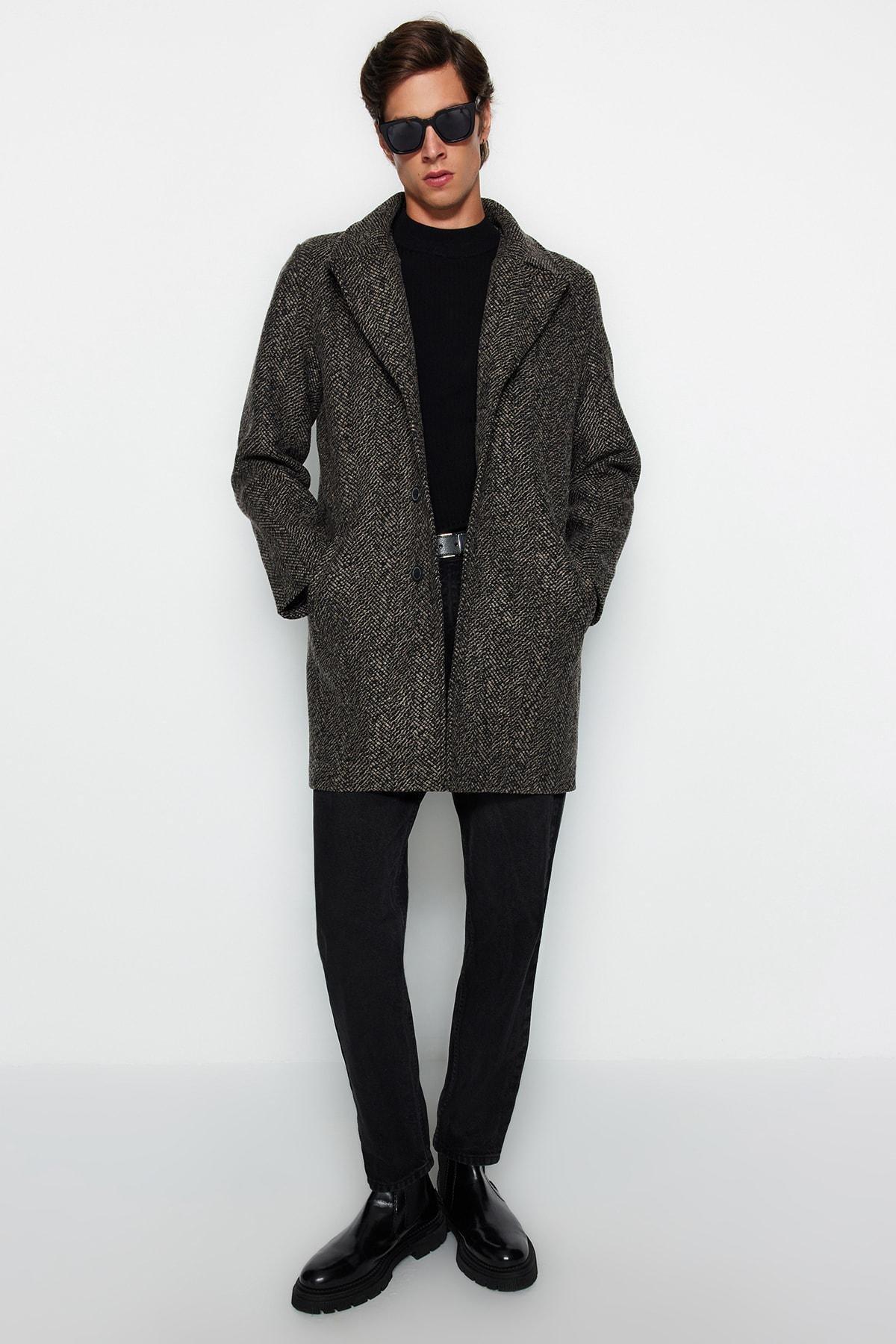 Brown Regular Stamped Coat., , large image number 1