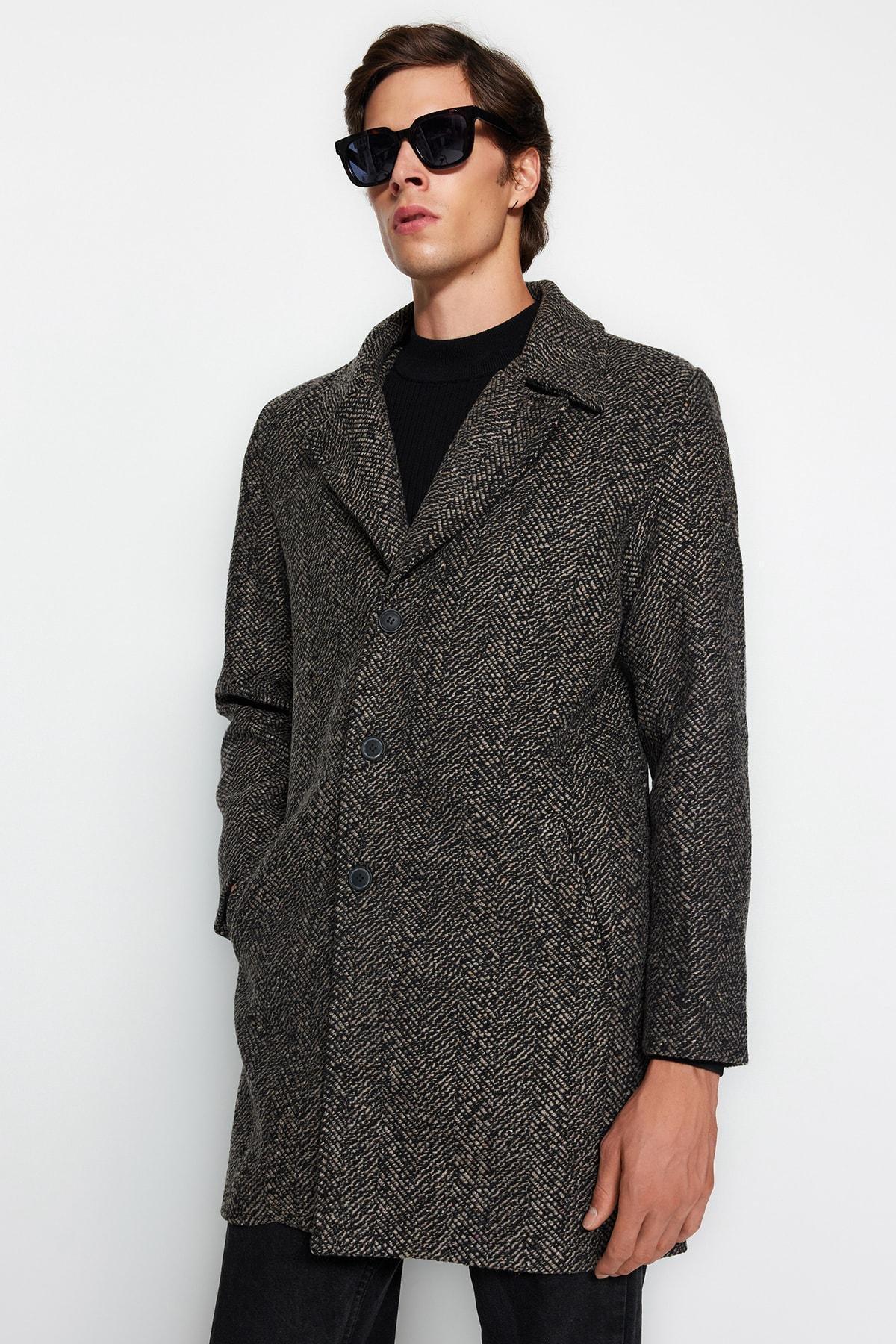 Brown Regular Stamped Coat., , large image number 2