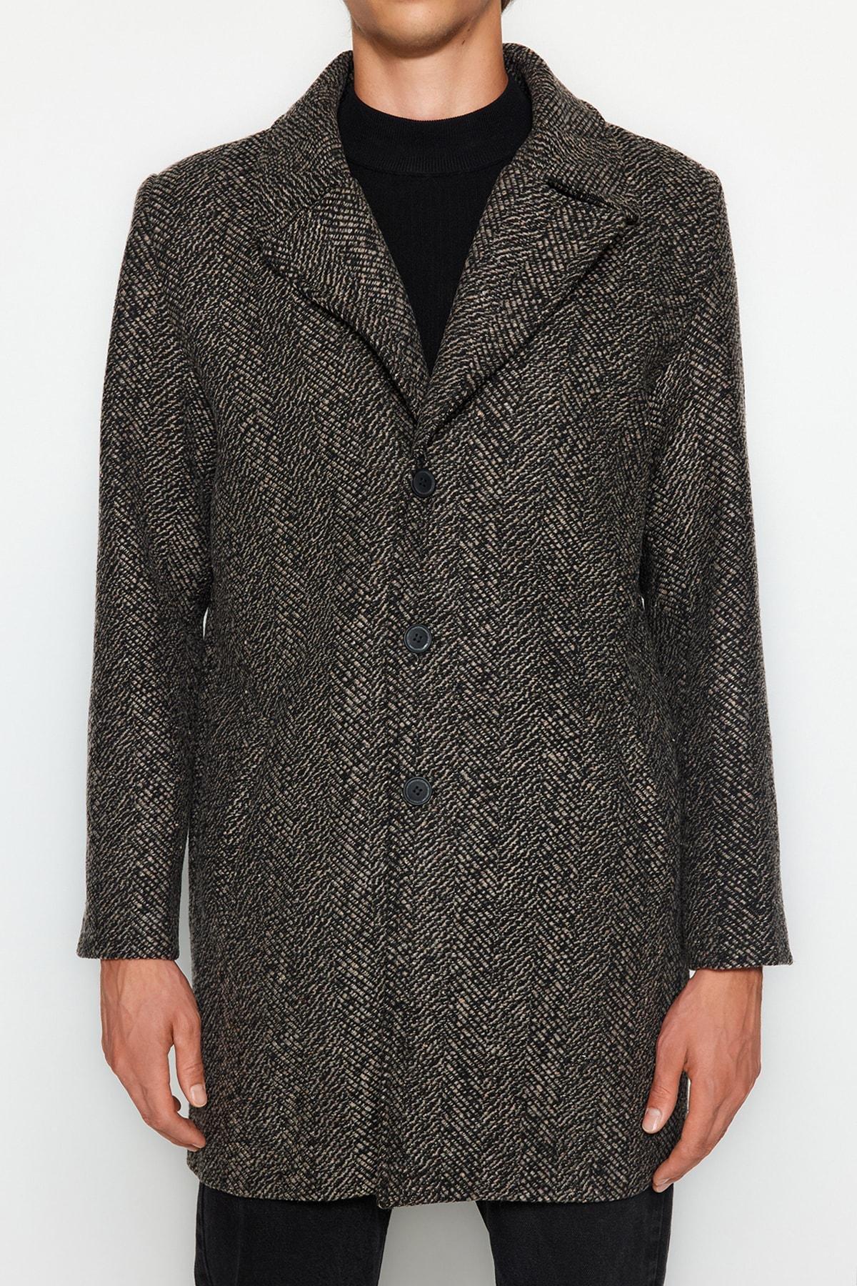Brown Regular Stamped Coat., , large image number 3