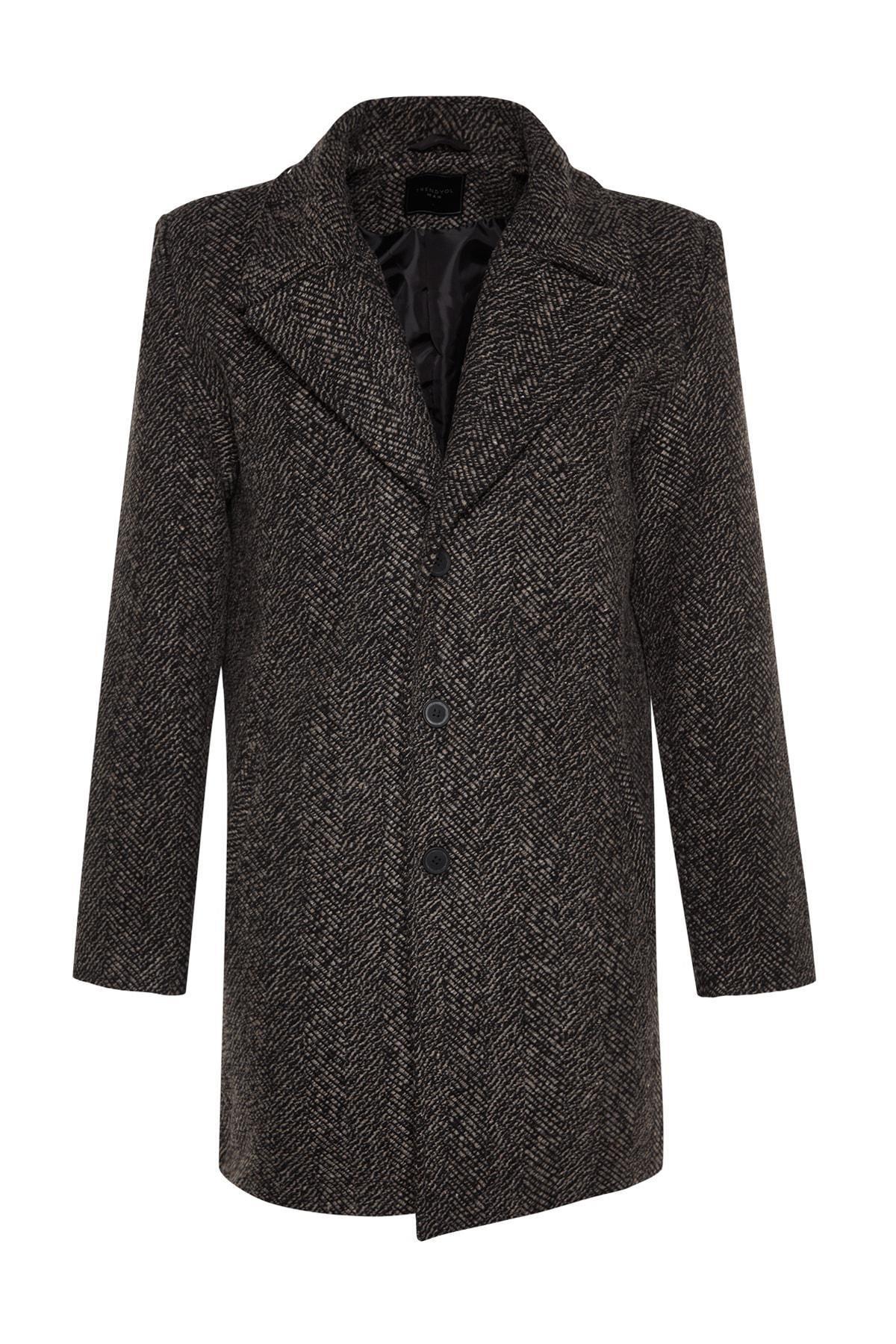Brown Regular Stamped Coat., , large image number 5