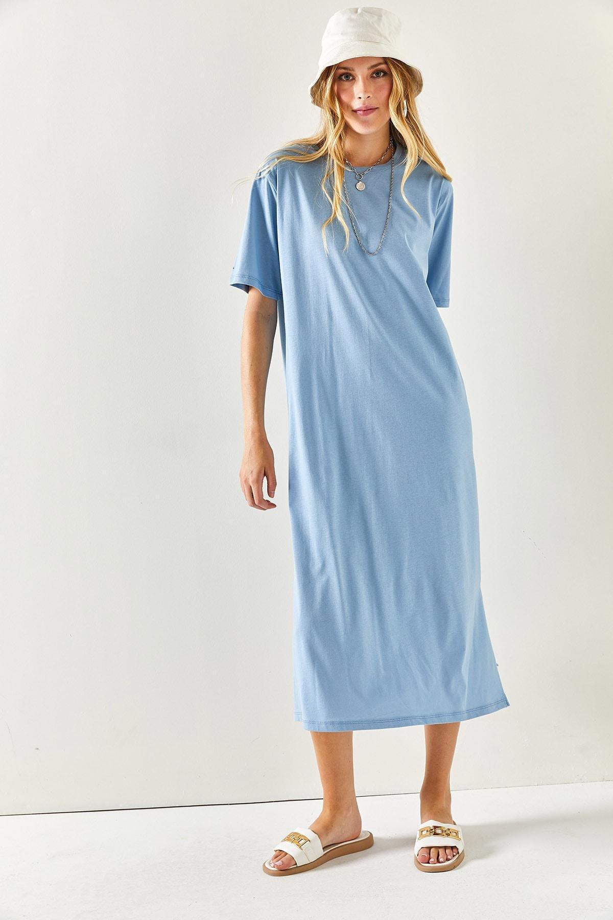 Navy Plain Shirt Maxi Dress, , large image number 1