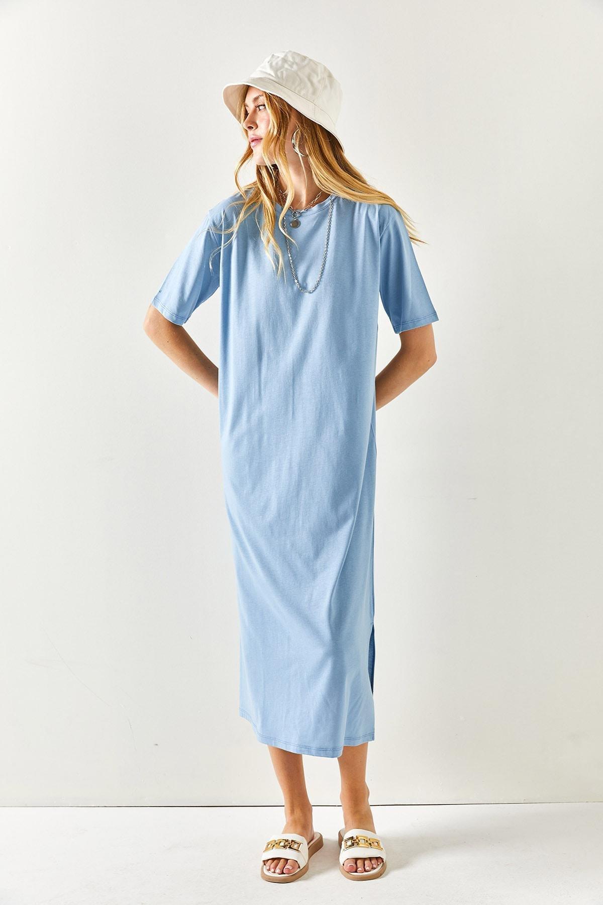 Navy Plain Shirt Maxi Dress, , large image number 3