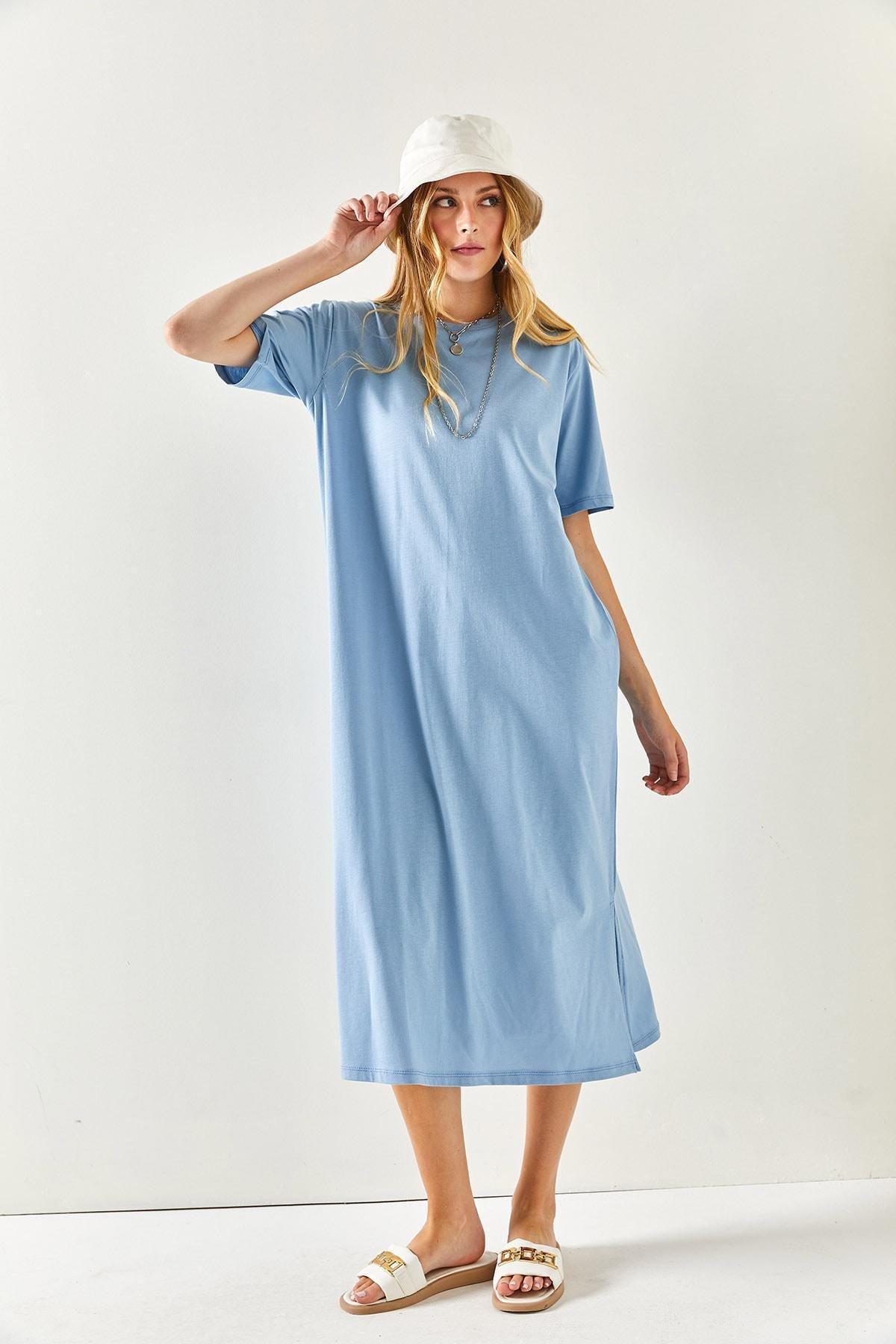 Navy Plain Shirt Maxi Dress, , large image number 4